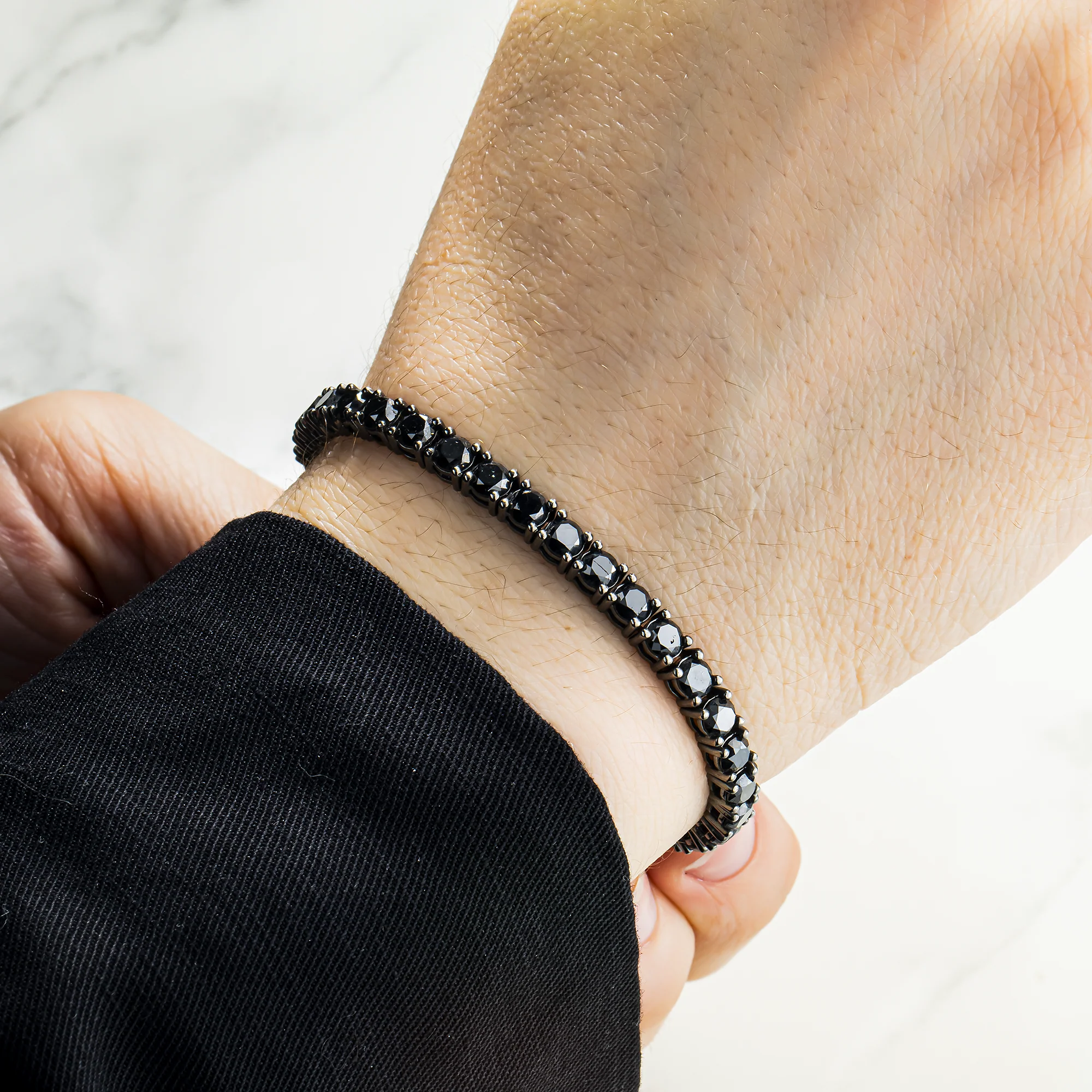 14K Black Gold Black Round Diamond Tennis Bracelet 12.56ct - Image 2