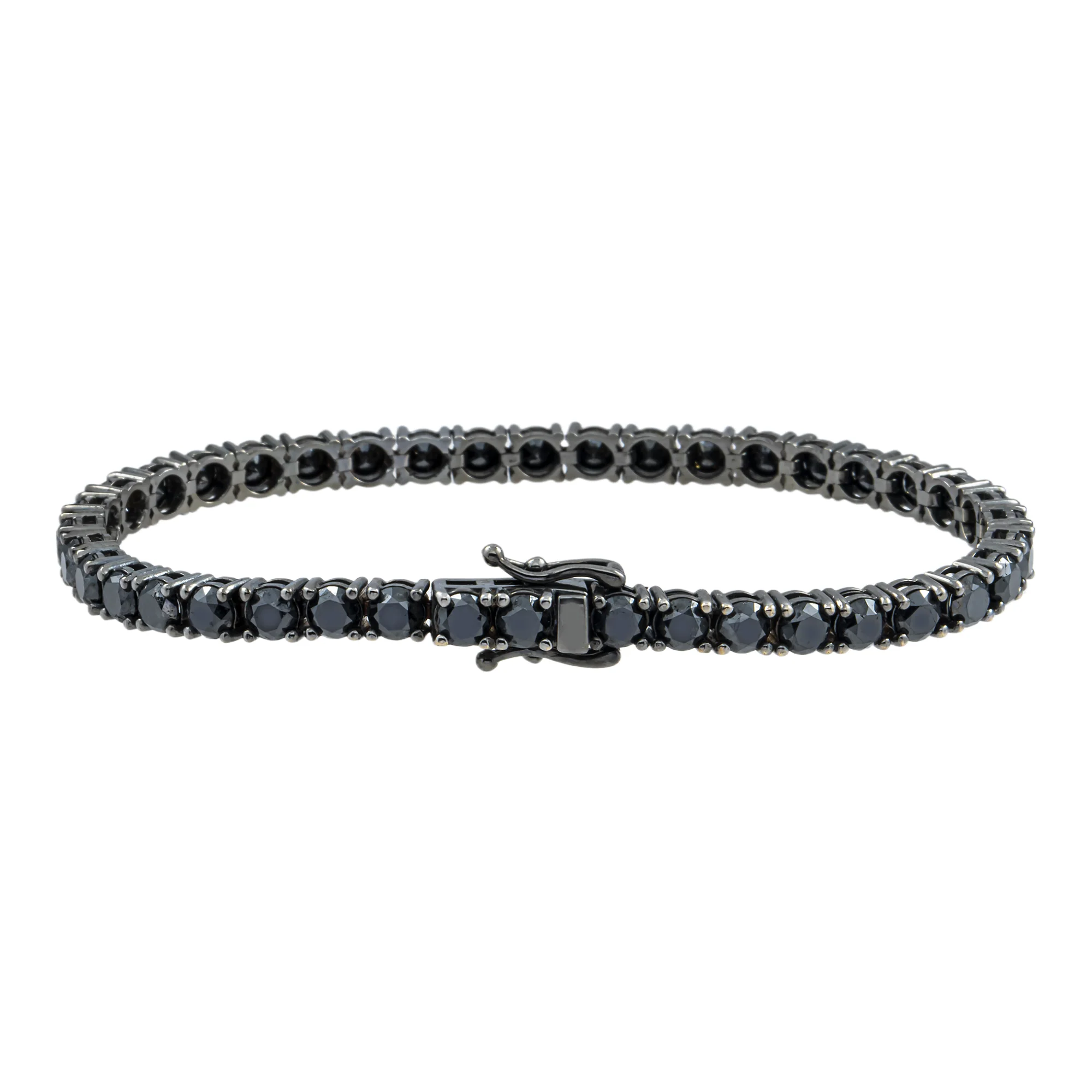 14K Black Gold Black Round Diamond Tennis Bracelet 12.56ct - Image 4