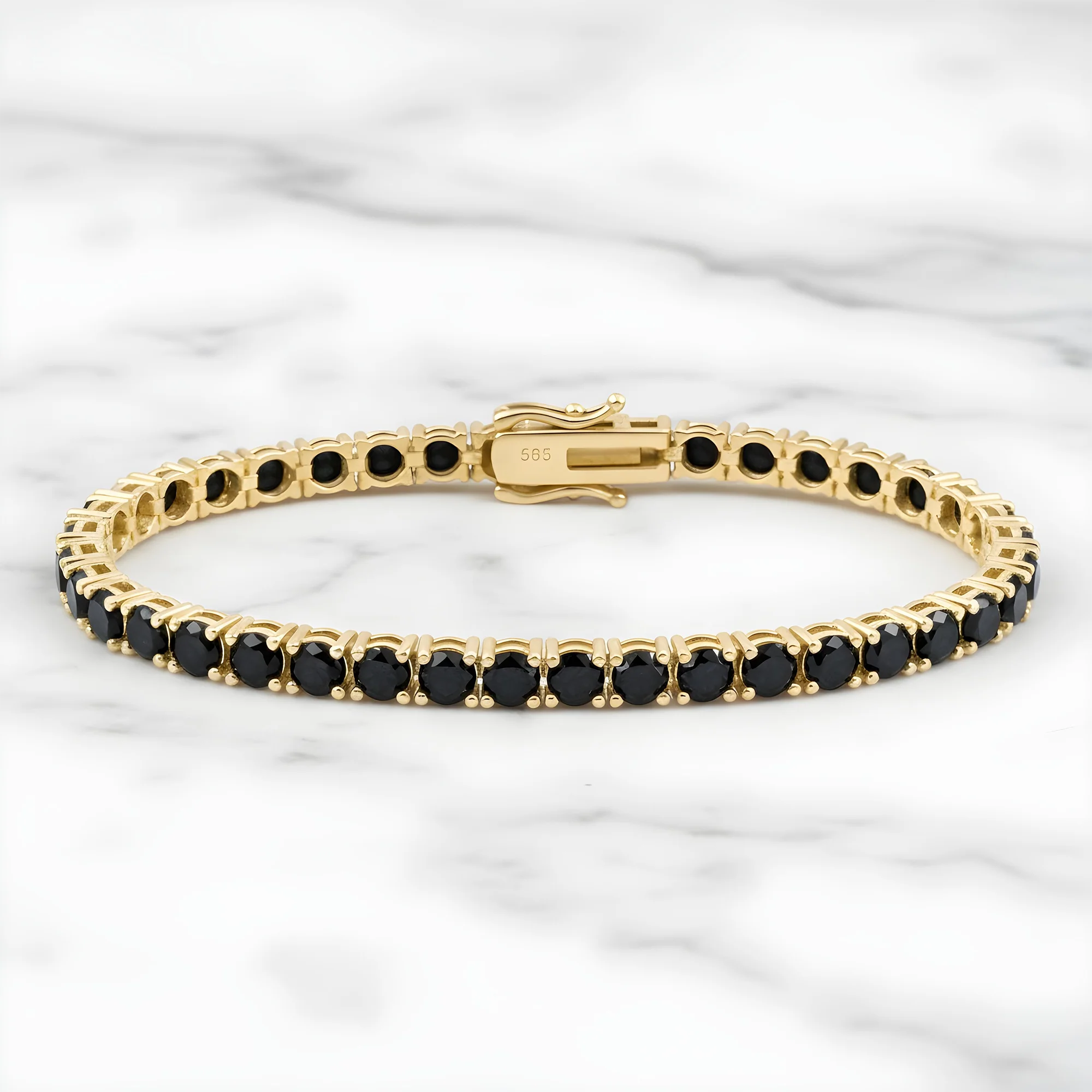14K Black Gold Black Round Diamond Tennis Bracelet 12.56ct - Image 5