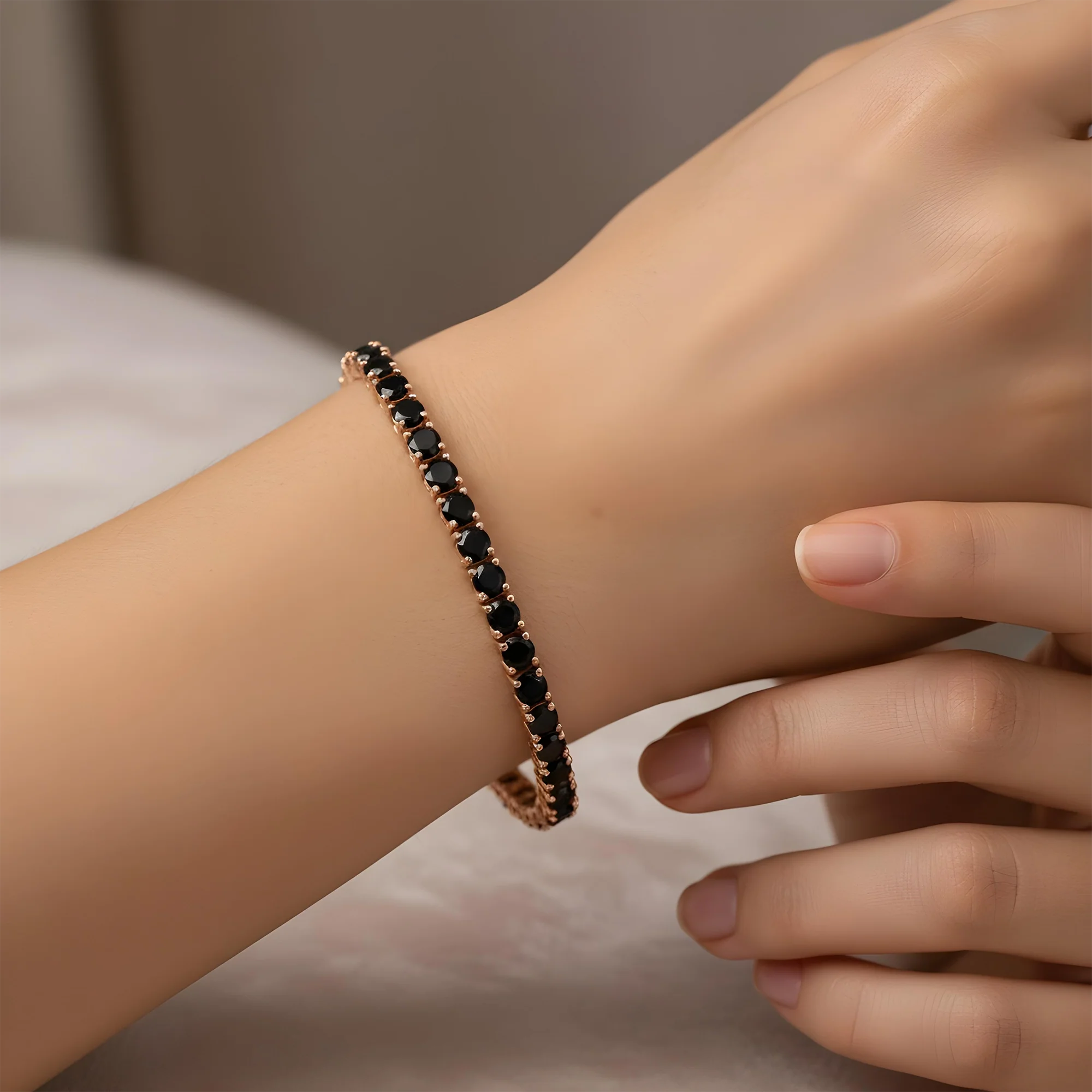 14K Black Gold Black Round Diamond Tennis Bracelet 12.56ct - Image 8
