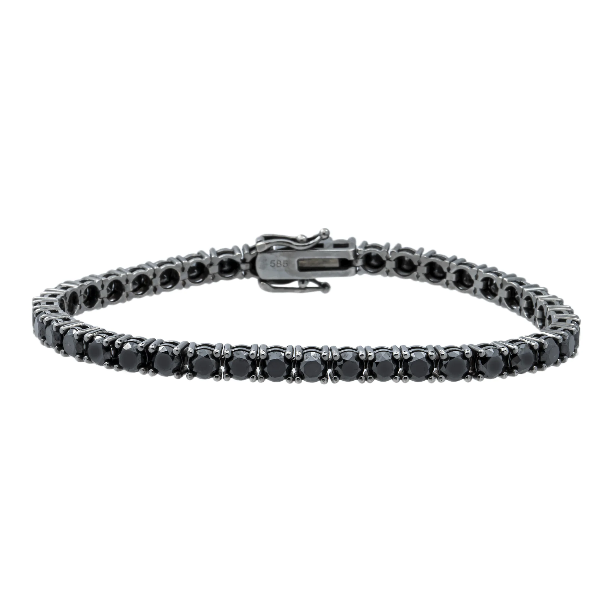 14K Black Gold Black Round Diamond Tennis Bracelet 12.56ct