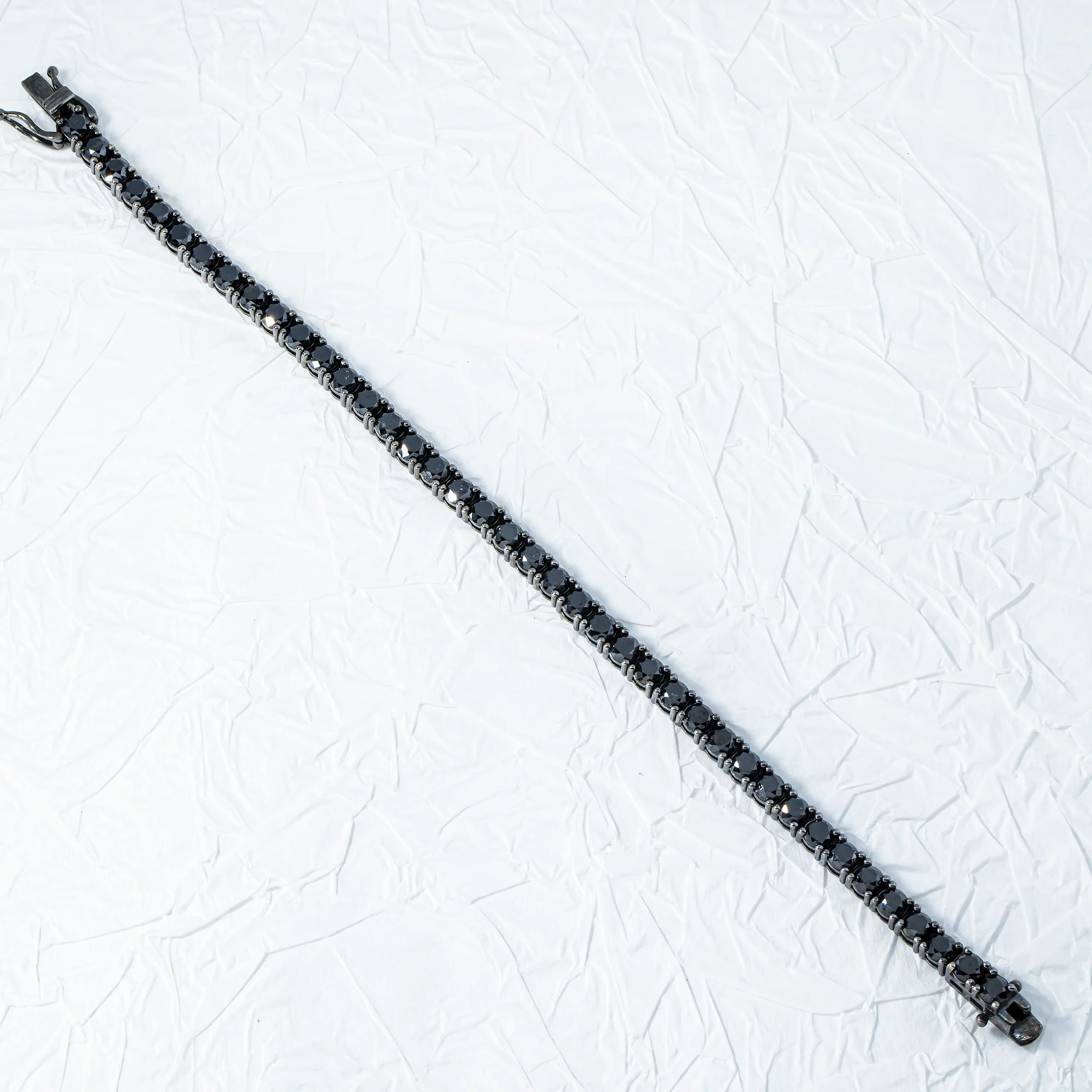 14K Black Gold Black Round Diamond Tennis Bracelet 12.56ct - Image 3