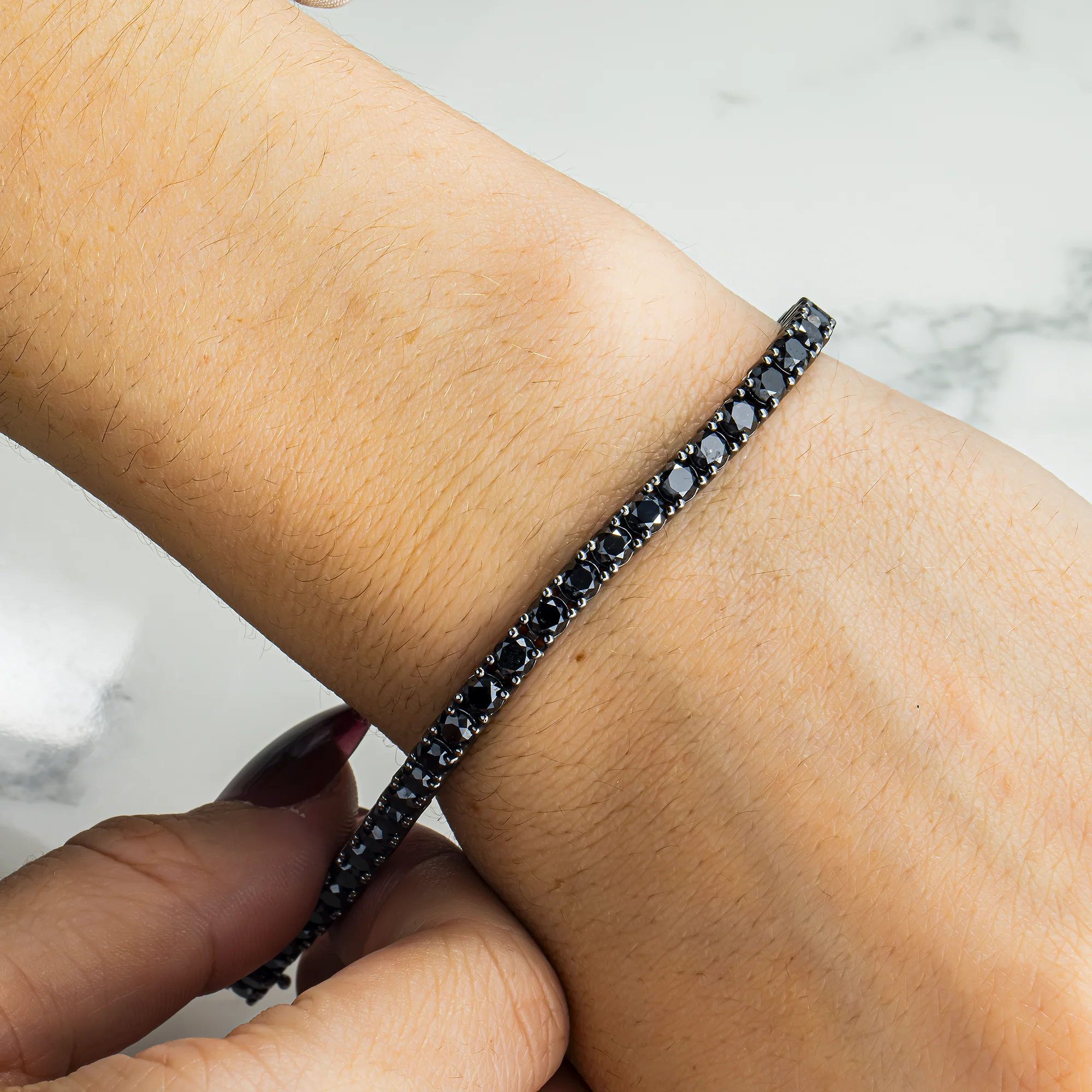 14K Black Gold Black Round Diamond Tennis Bracelet 12.56ct - Image 4
