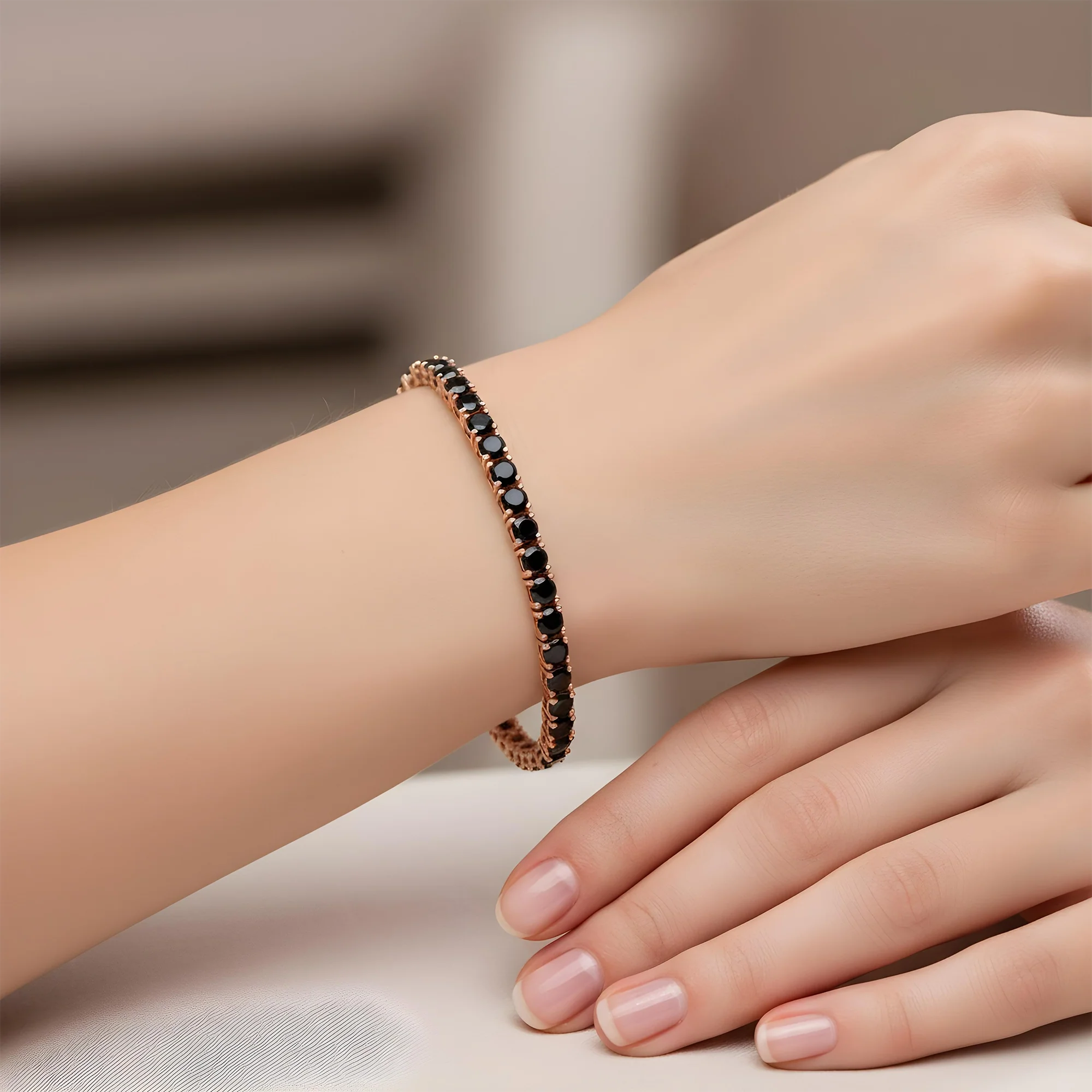 14K Black Gold Black Round Diamond Tennis Bracelet 12.56ct - Image 9