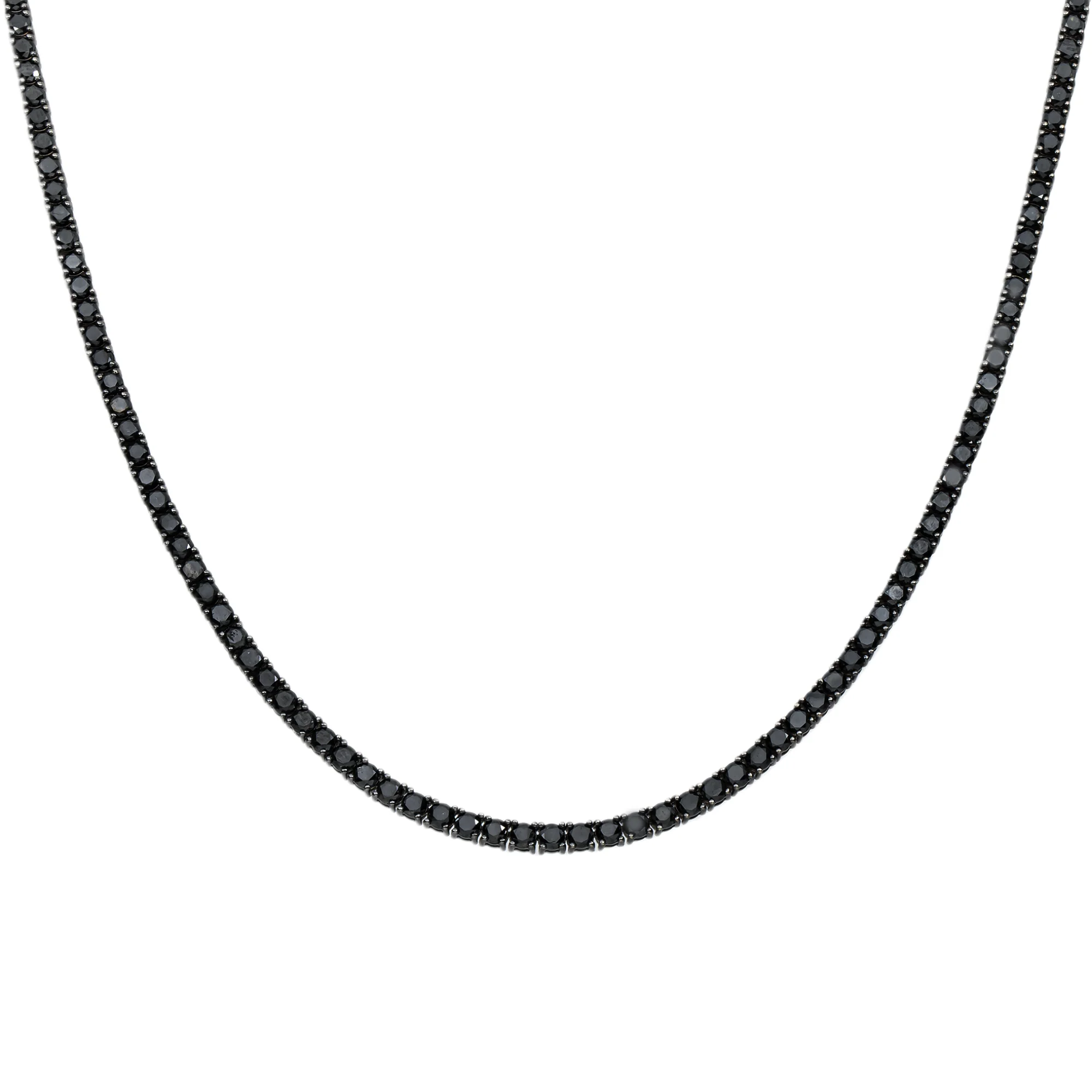 14K Black Gold Black Round Diamond Tennis Chain 17.34ct