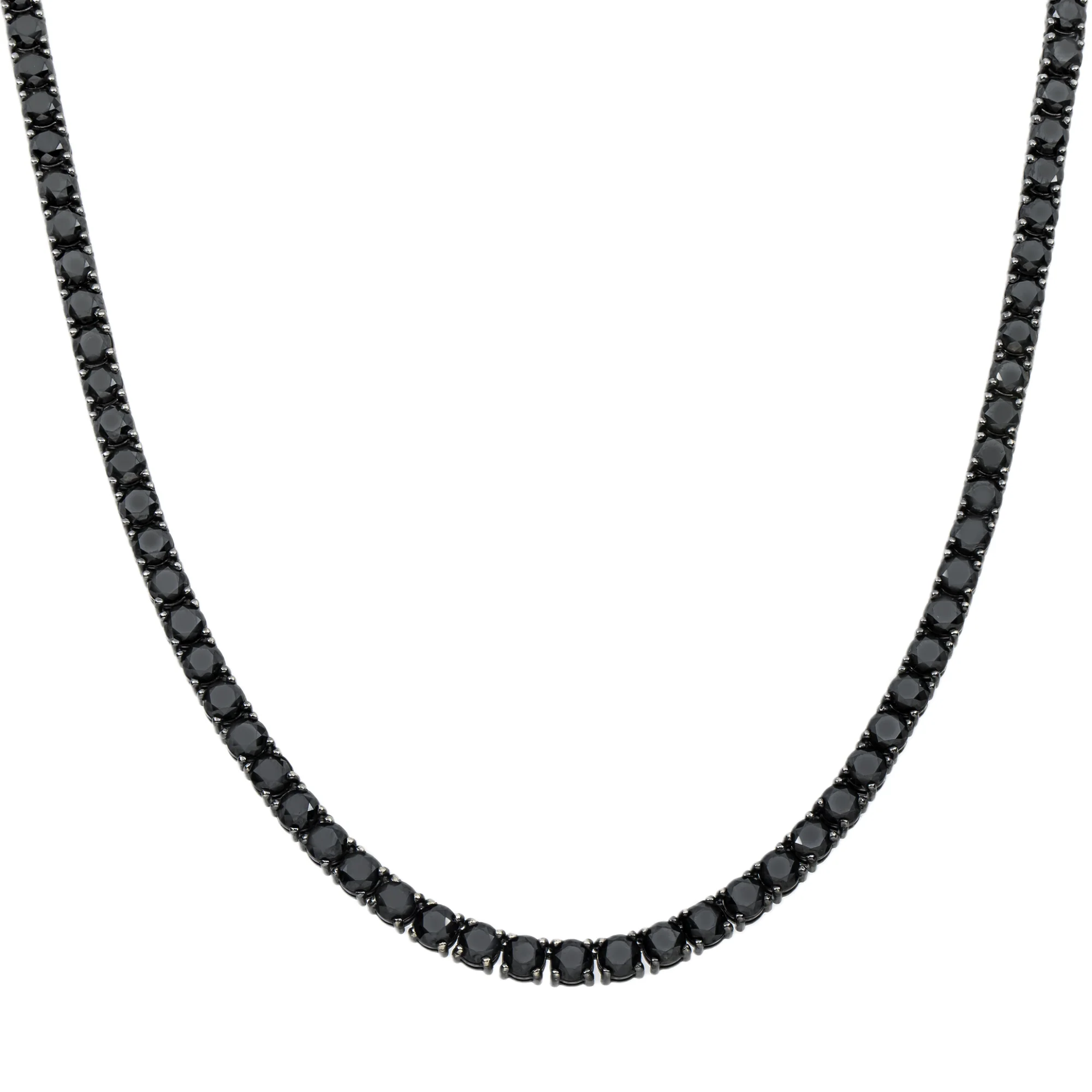 14K Black Gold Black Round Diamond Tennis Chain 35.29ct