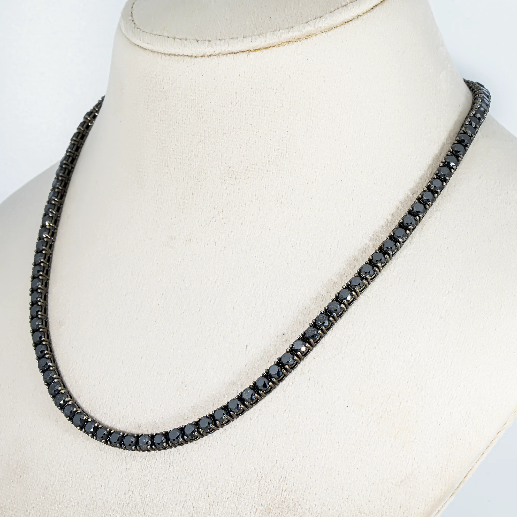14K Black Gold Black Round Diamond Tennis Chain 35.29ct - Image 2