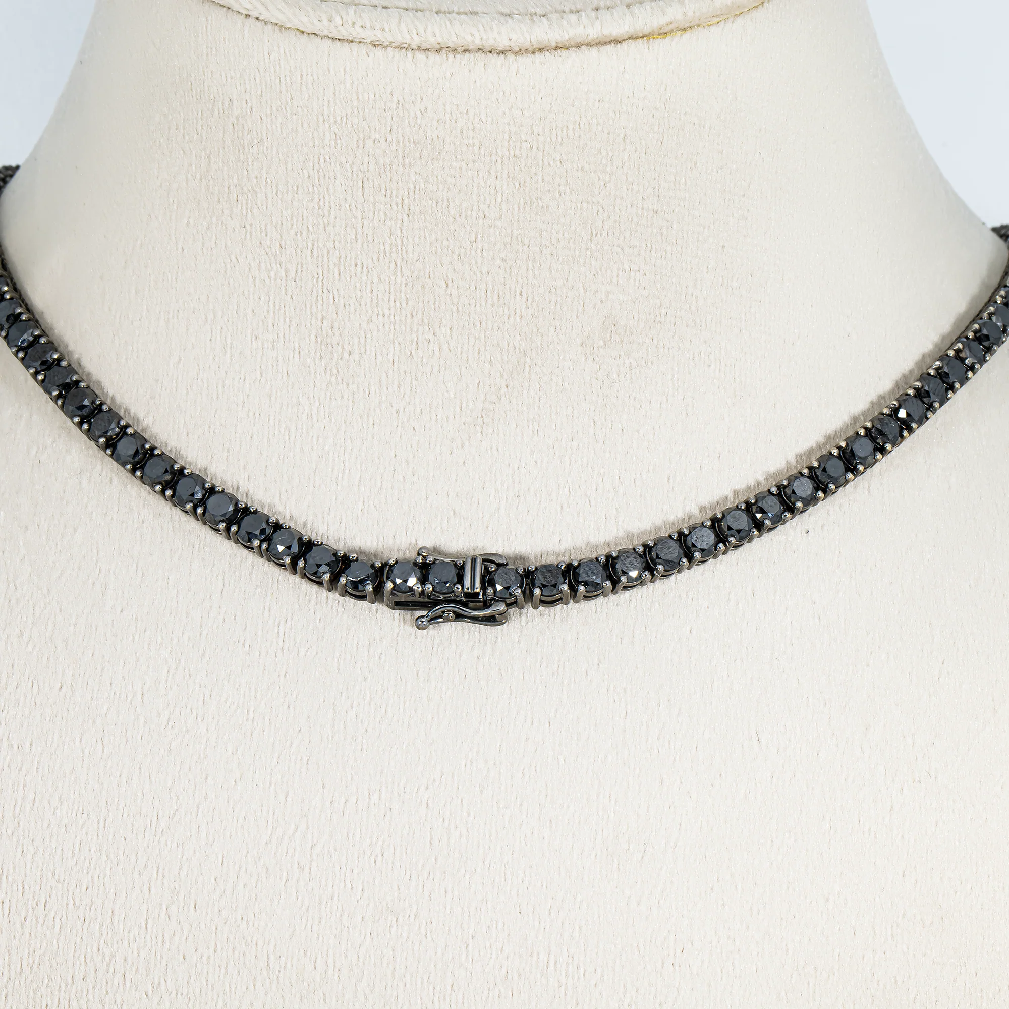 14K Black Gold Black Round Diamond Tennis Chain 35.29ct - Image 3