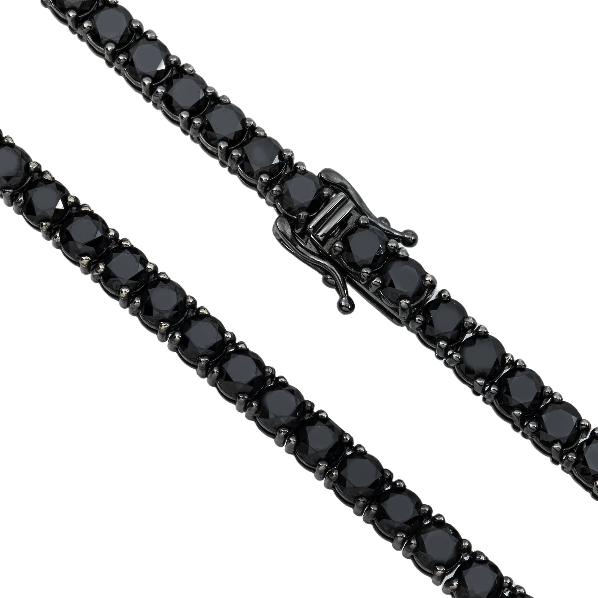 14K Black Gold Black Round Diamond Tennis Chain 35.29ct - Image 4