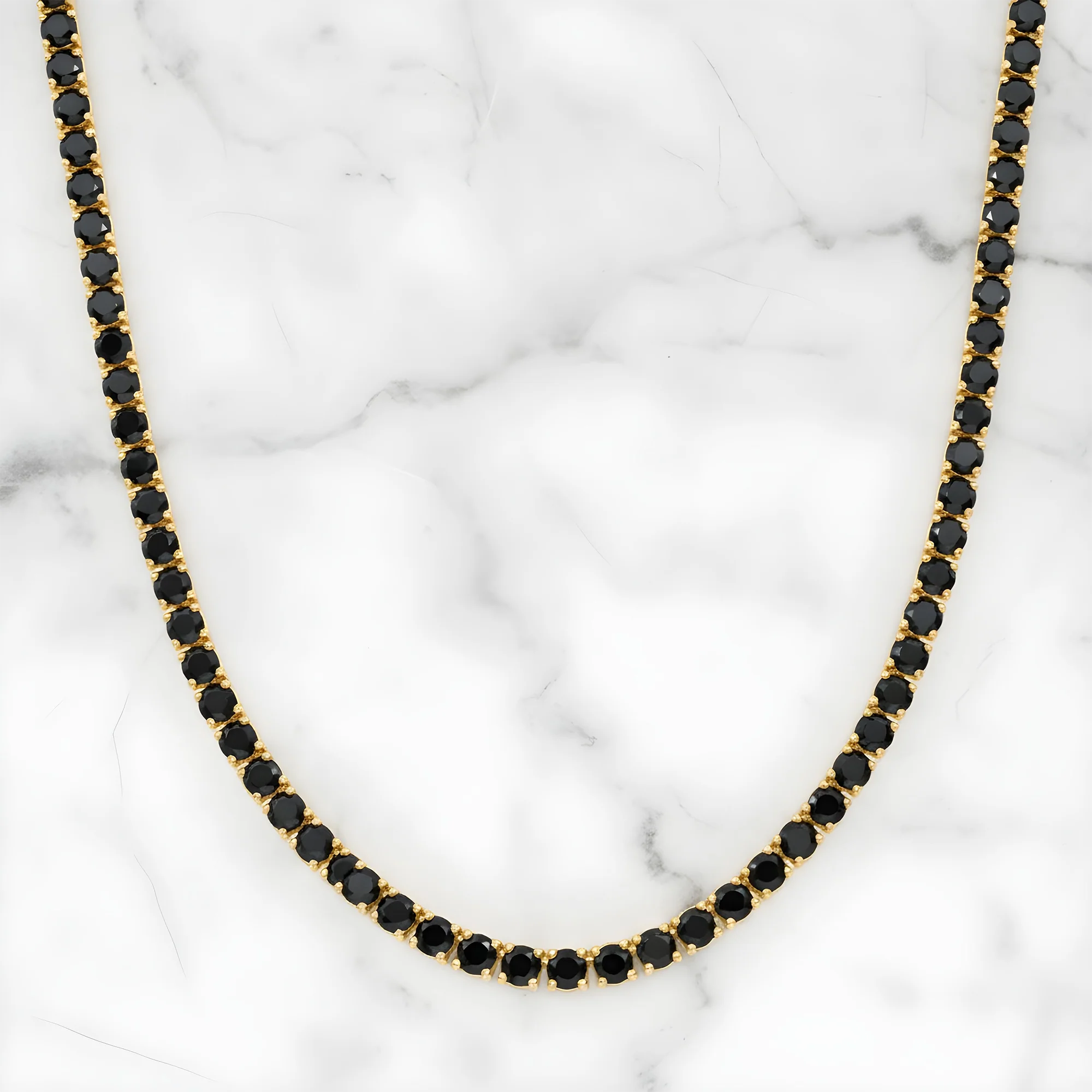 14K Black Gold Black Round Diamond Tennis Chain 35.29ct - Image 5