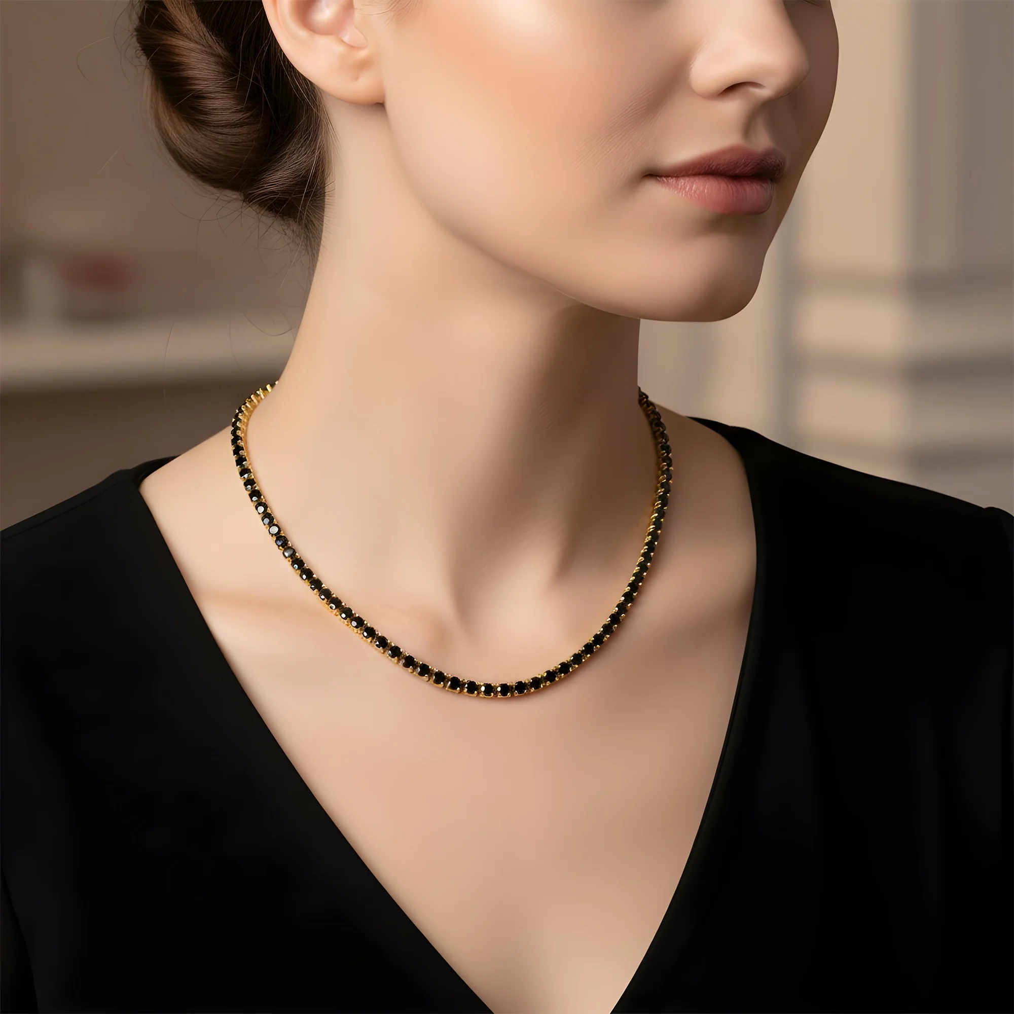 14K Black Gold Black Round Diamond Tennis Chain 35.29ct - Image 6