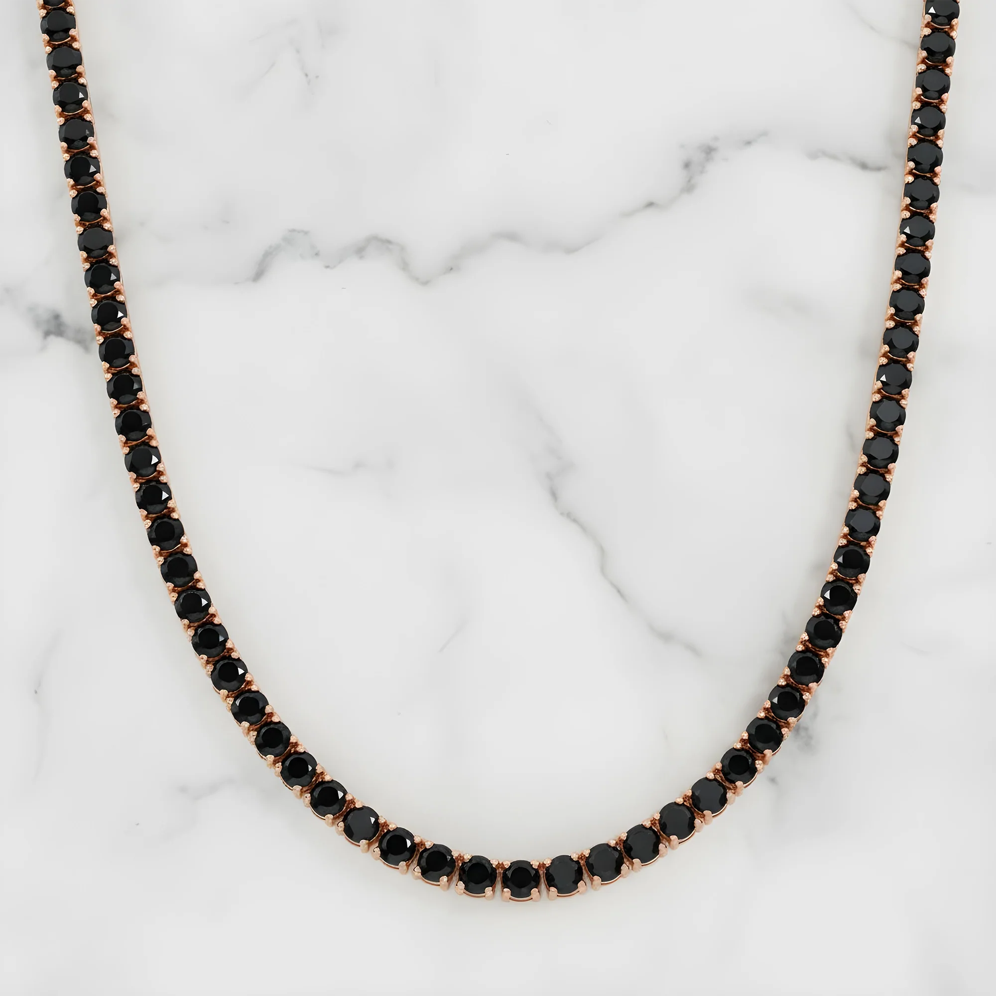 14K Black Gold Black Round Diamond Tennis Chain 35.29ct - Image 7