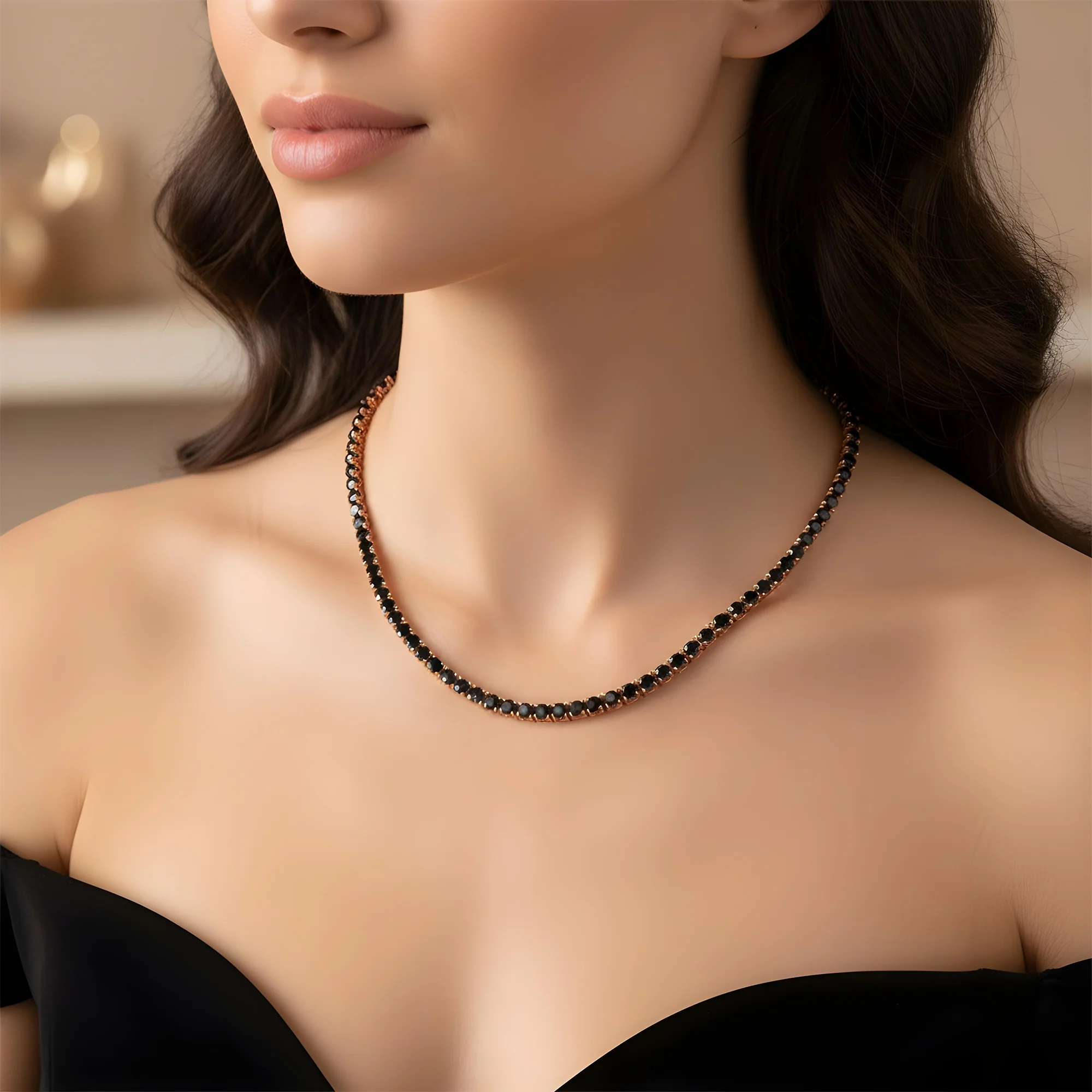 14K Black Gold Black Round Diamond Tennis Chain 35.29ct - Image 8