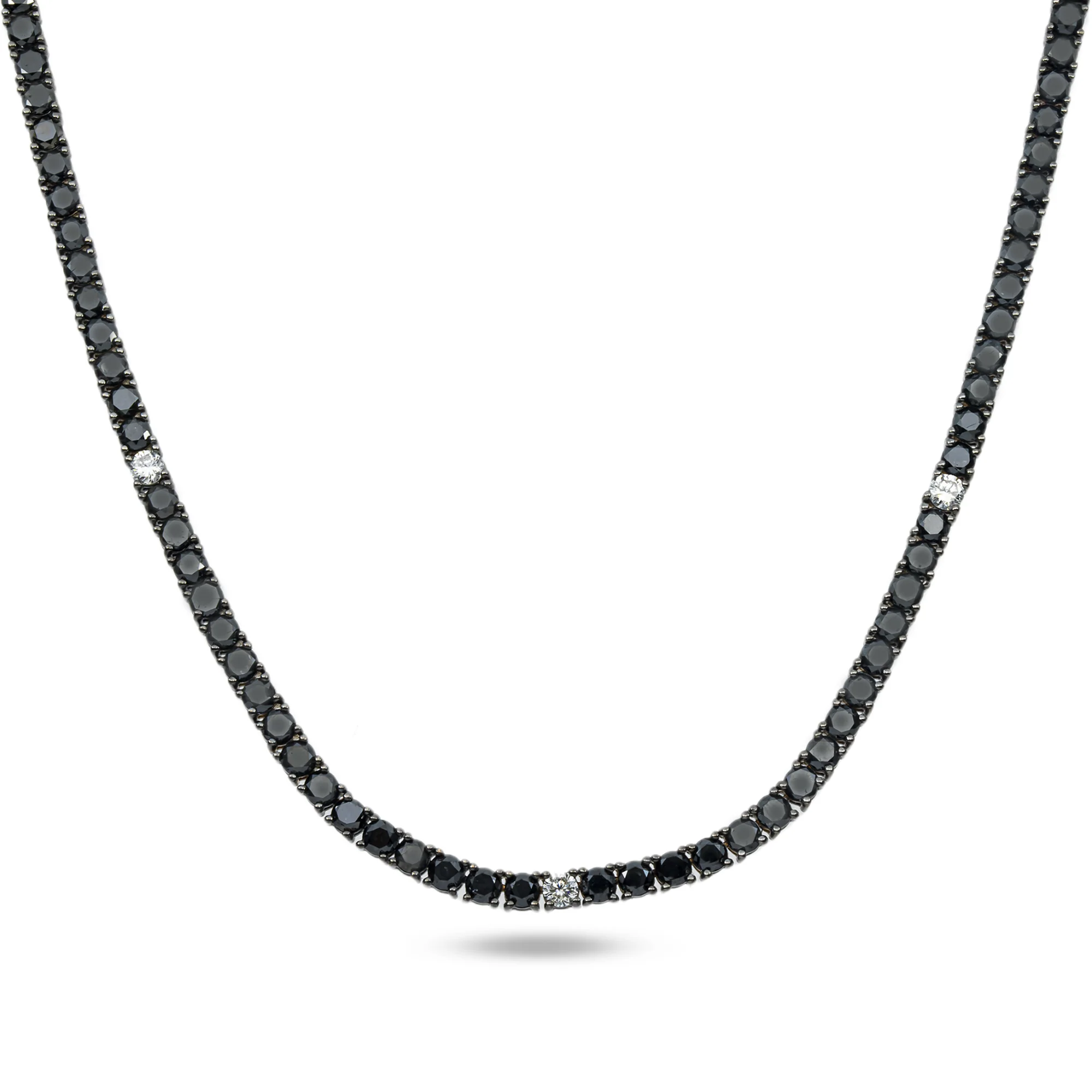 14K Black Gold Black & White Round Diamond Tennis Chain 15.03ct