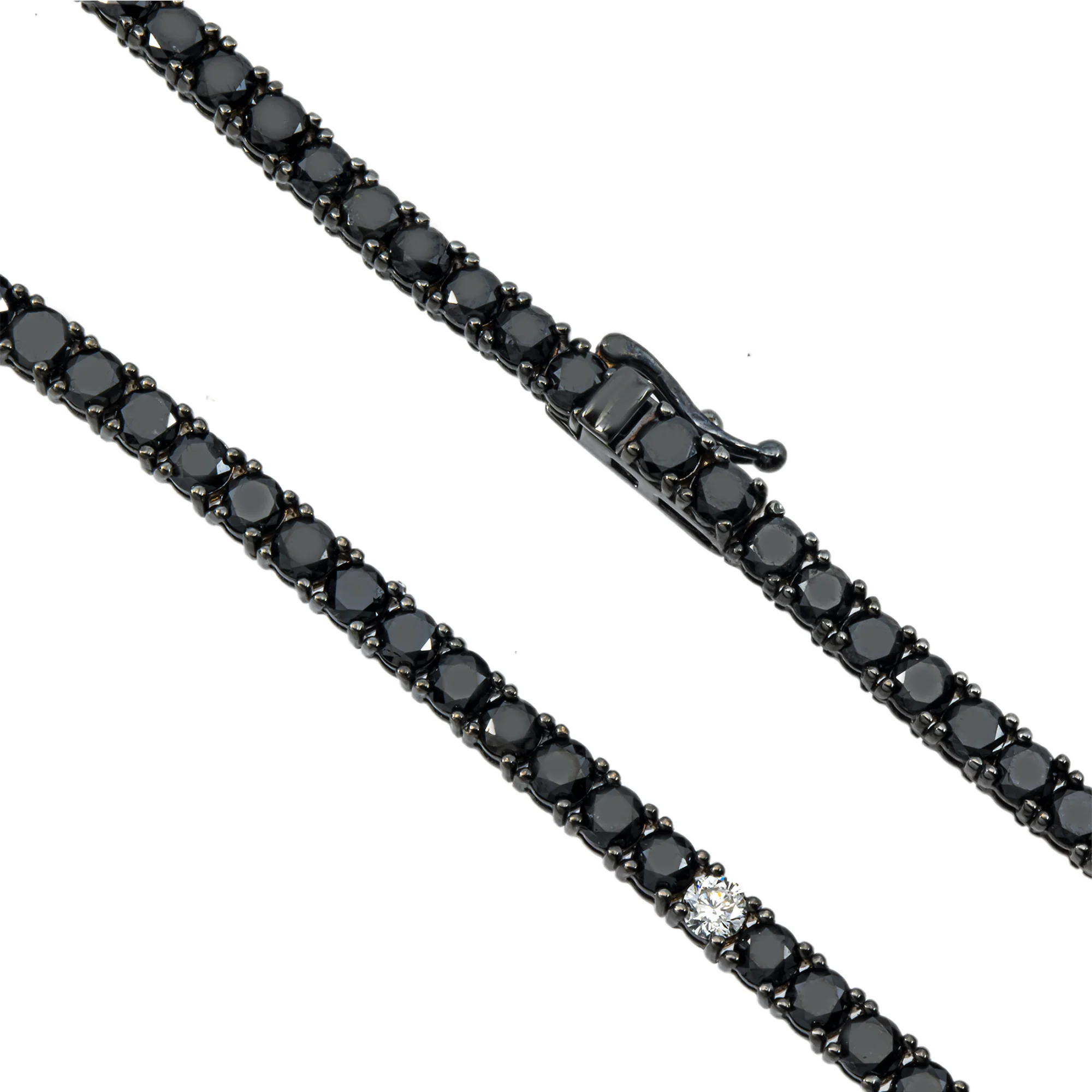 14K Black Gold Black & White Round Diamond Tennis Chain 15.03ct - Image 4