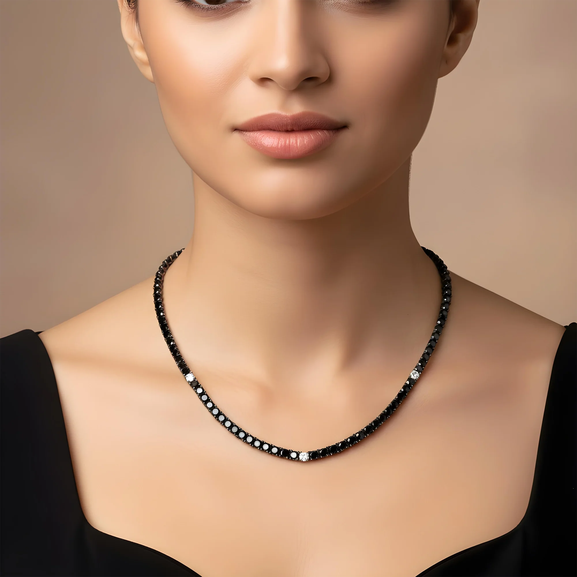 14K Black Gold Black & White Round Diamond Tennis Chain 15.03ct - Image 6