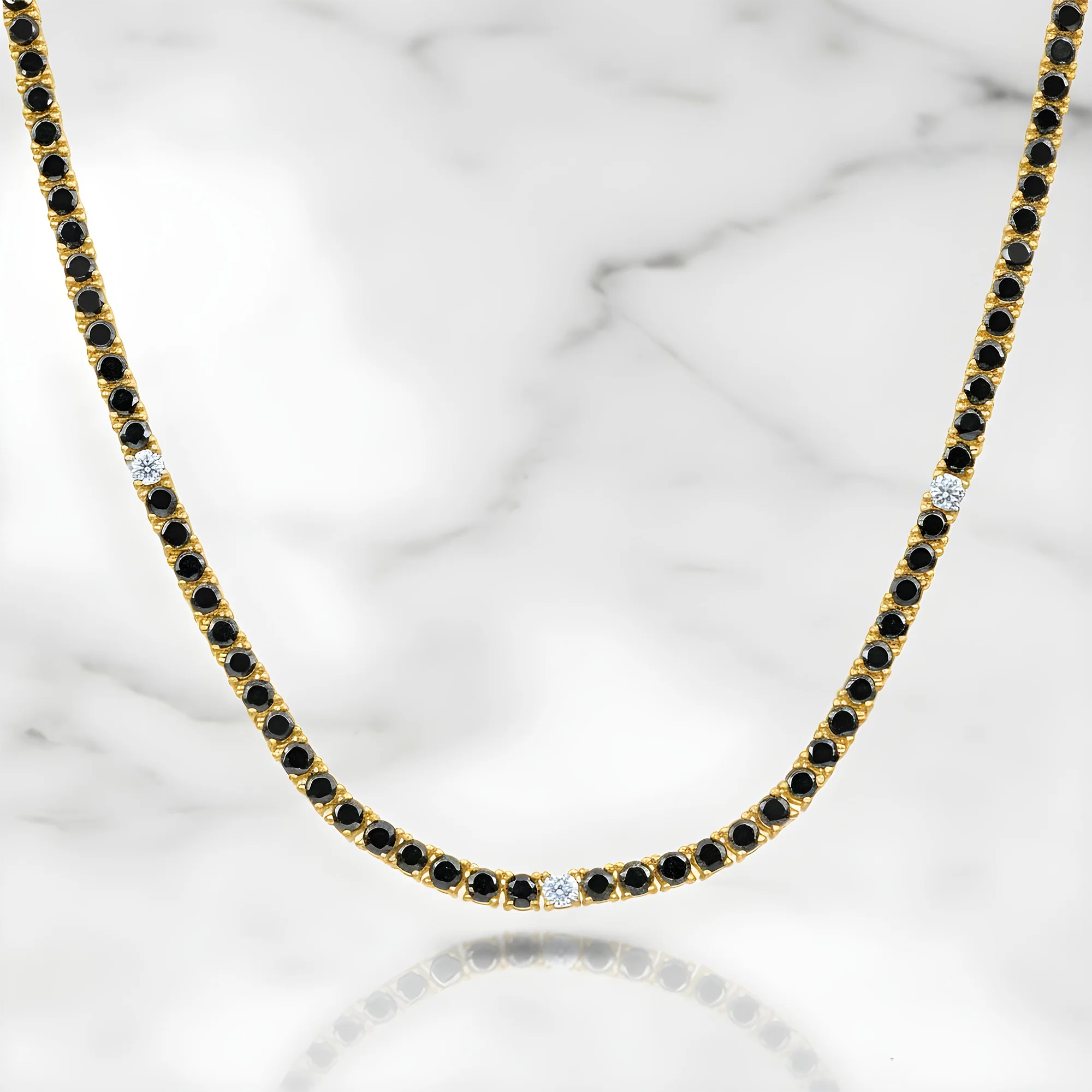 14K Black Gold Black & White Round Diamond Tennis Chain 15.03ct - Image 7