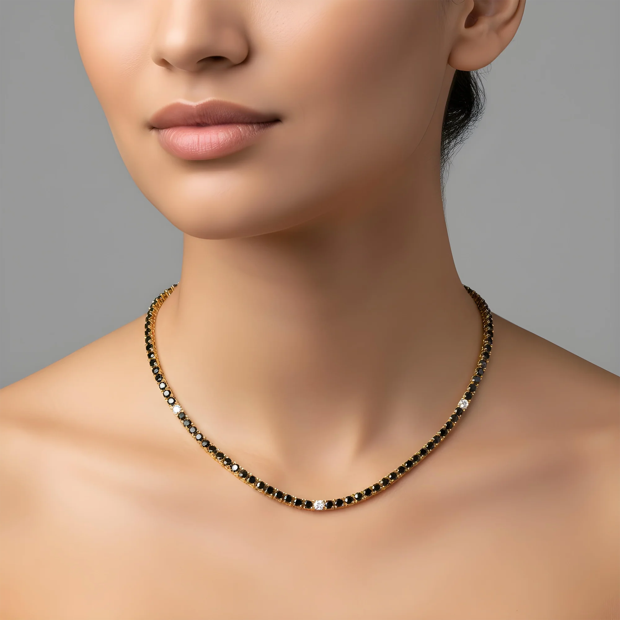 14K Black Gold Black & White Round Diamond Tennis Chain 15.03ct - Image 8