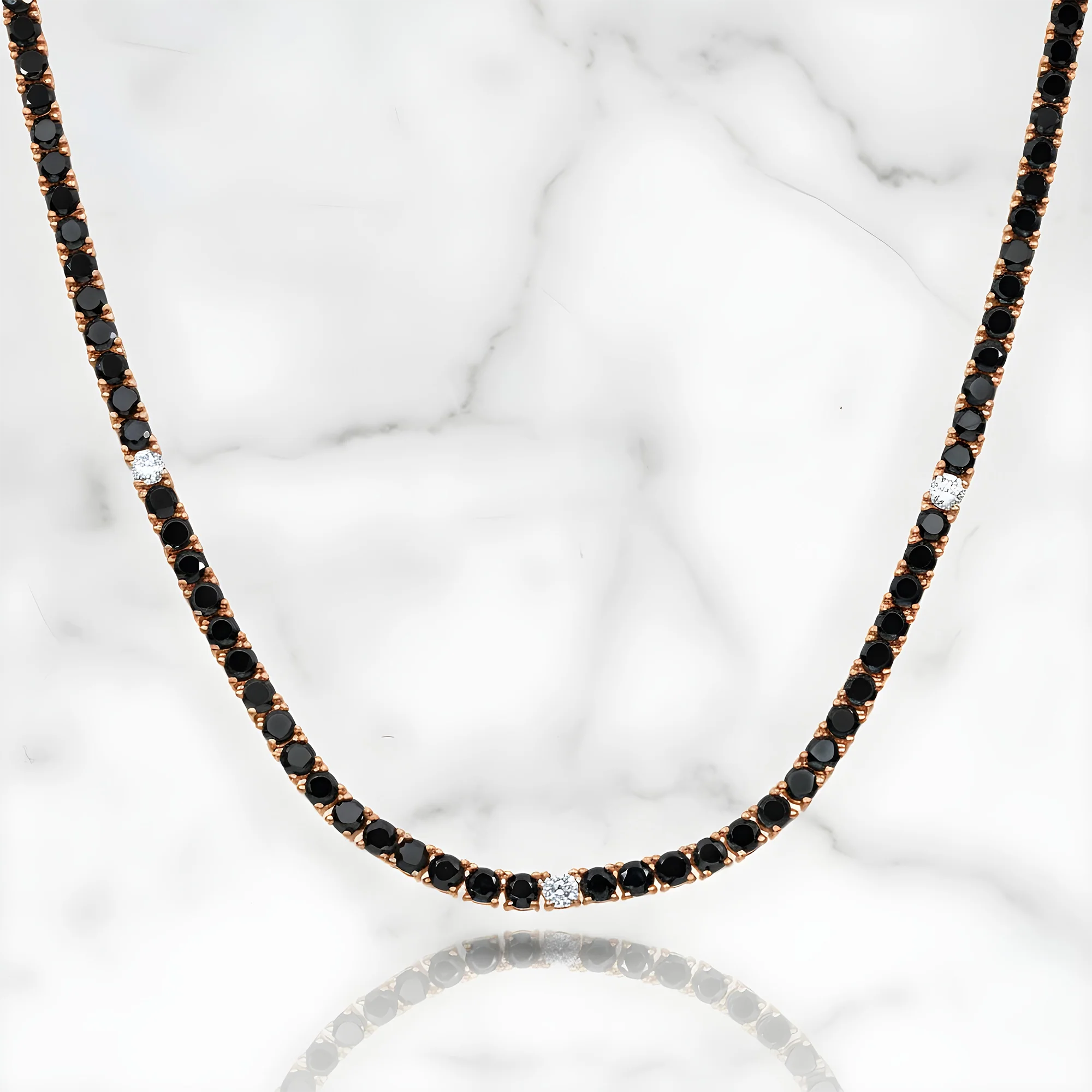 14K Black Gold Black & White Round Diamond Tennis Chain 15.03ct - Image 9