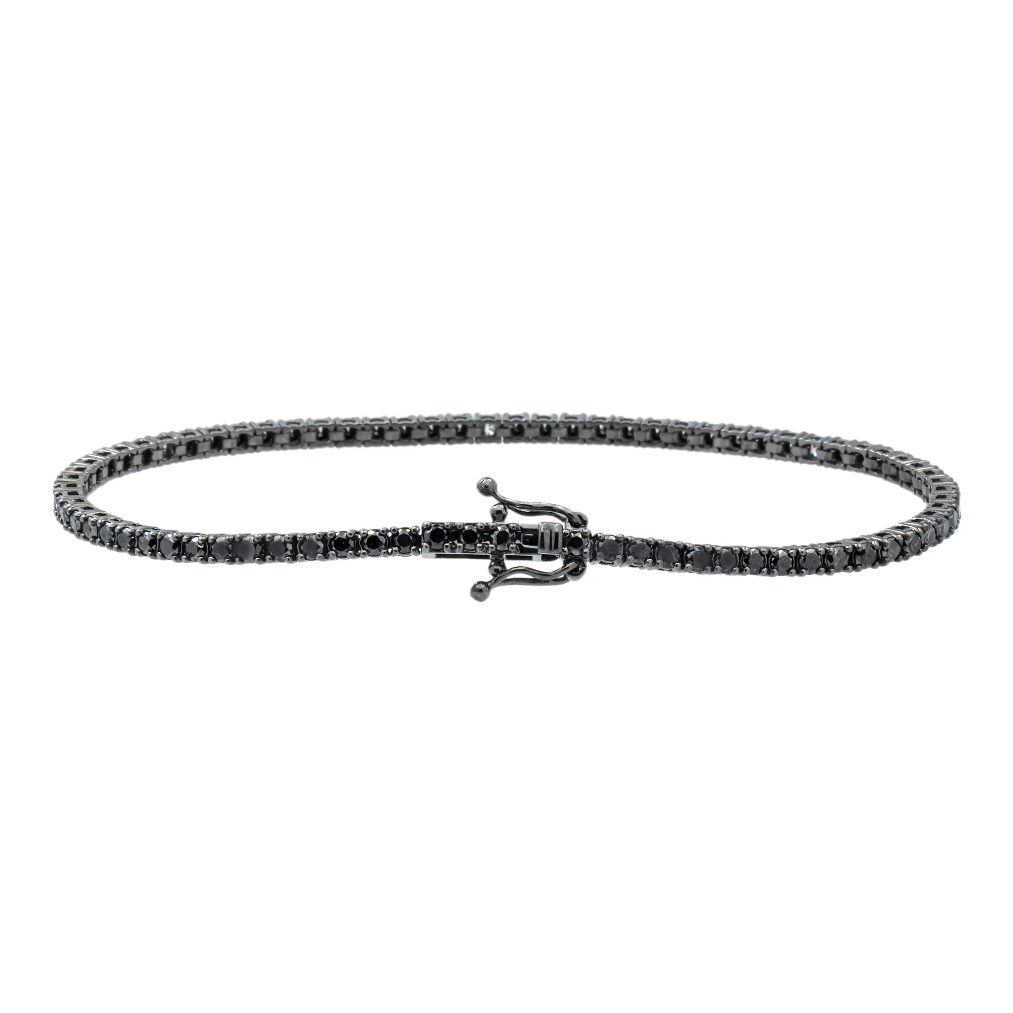 14K Black Gold White & Black Round Diamond Tennis Bracelet 2.62ct - Image 5