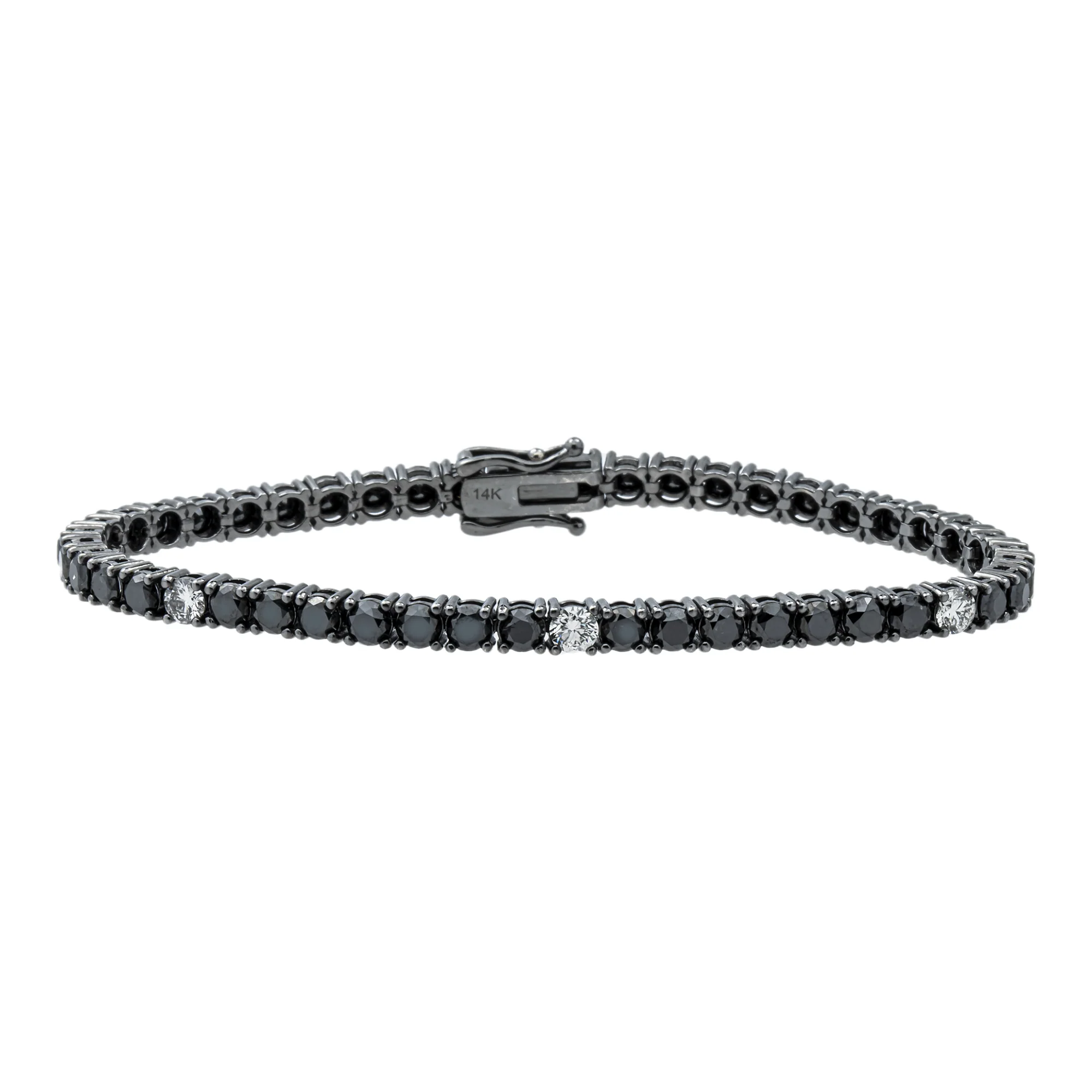 14K Black Gold White & Black Round Diamond Tennis Bracelet 8.64ct