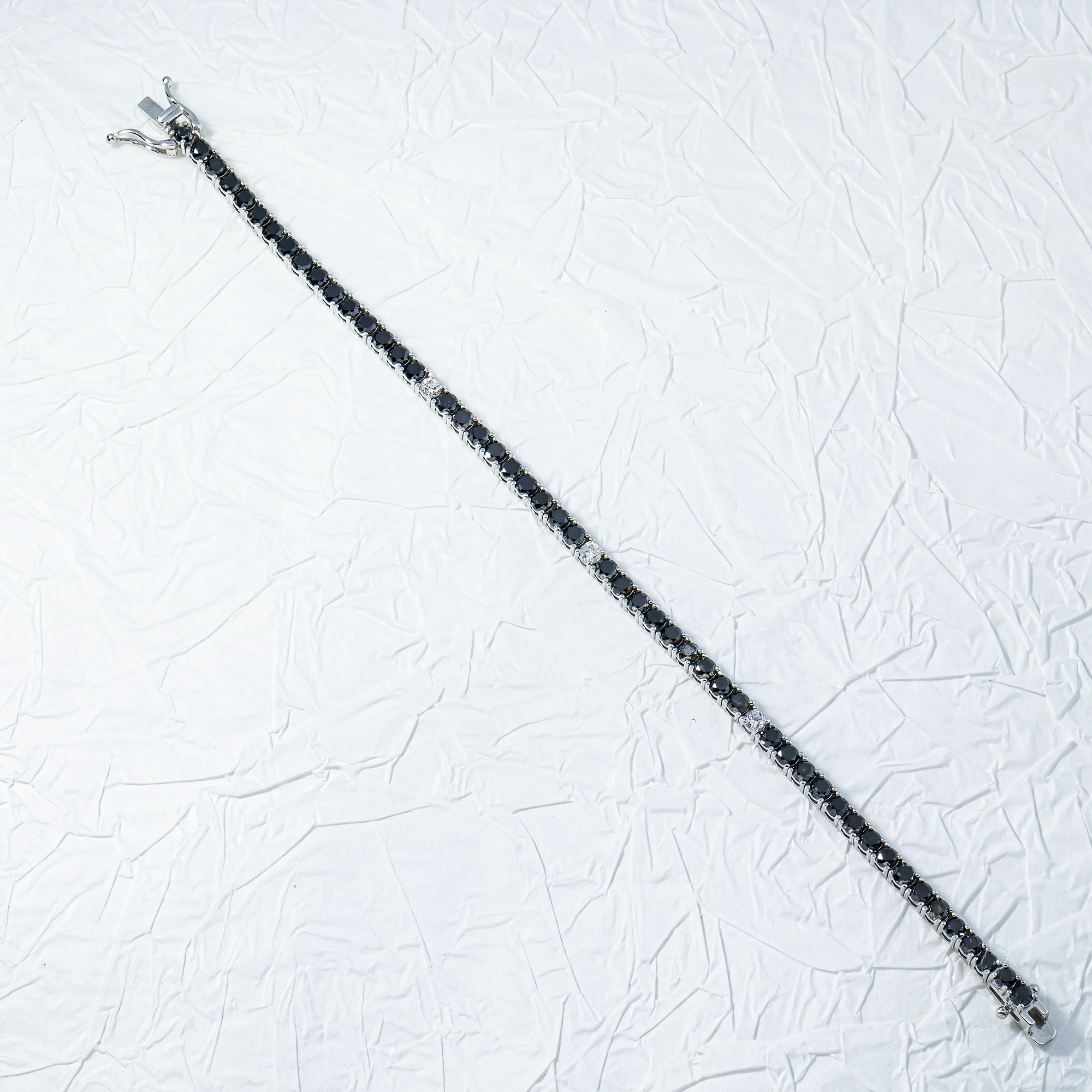14K Black Gold White & Black Round Diamond Tennis Bracelet 8.64ct - Image 3