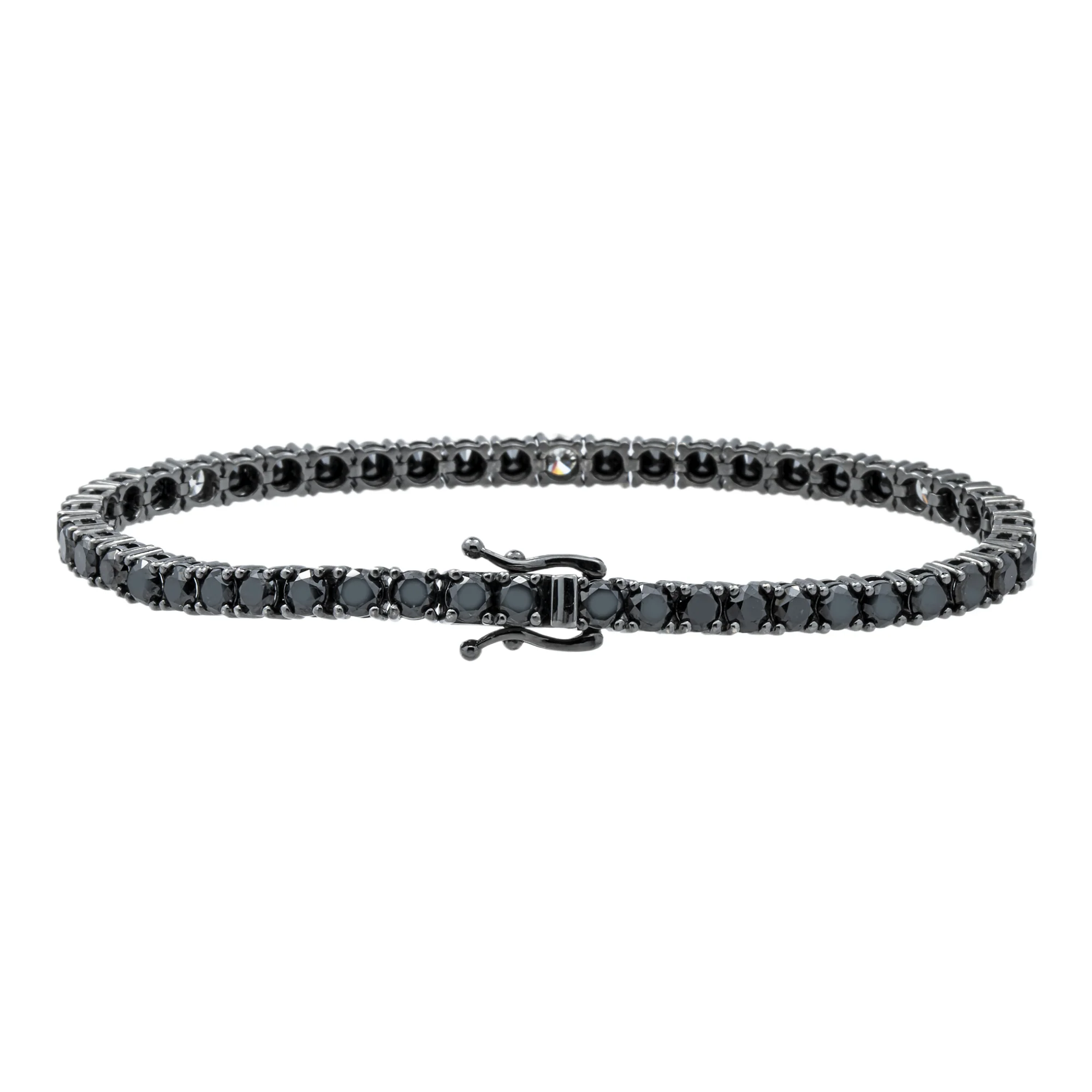 14K Black Gold White & Black Round Diamond Tennis Bracelet 8.64ct - Image 4