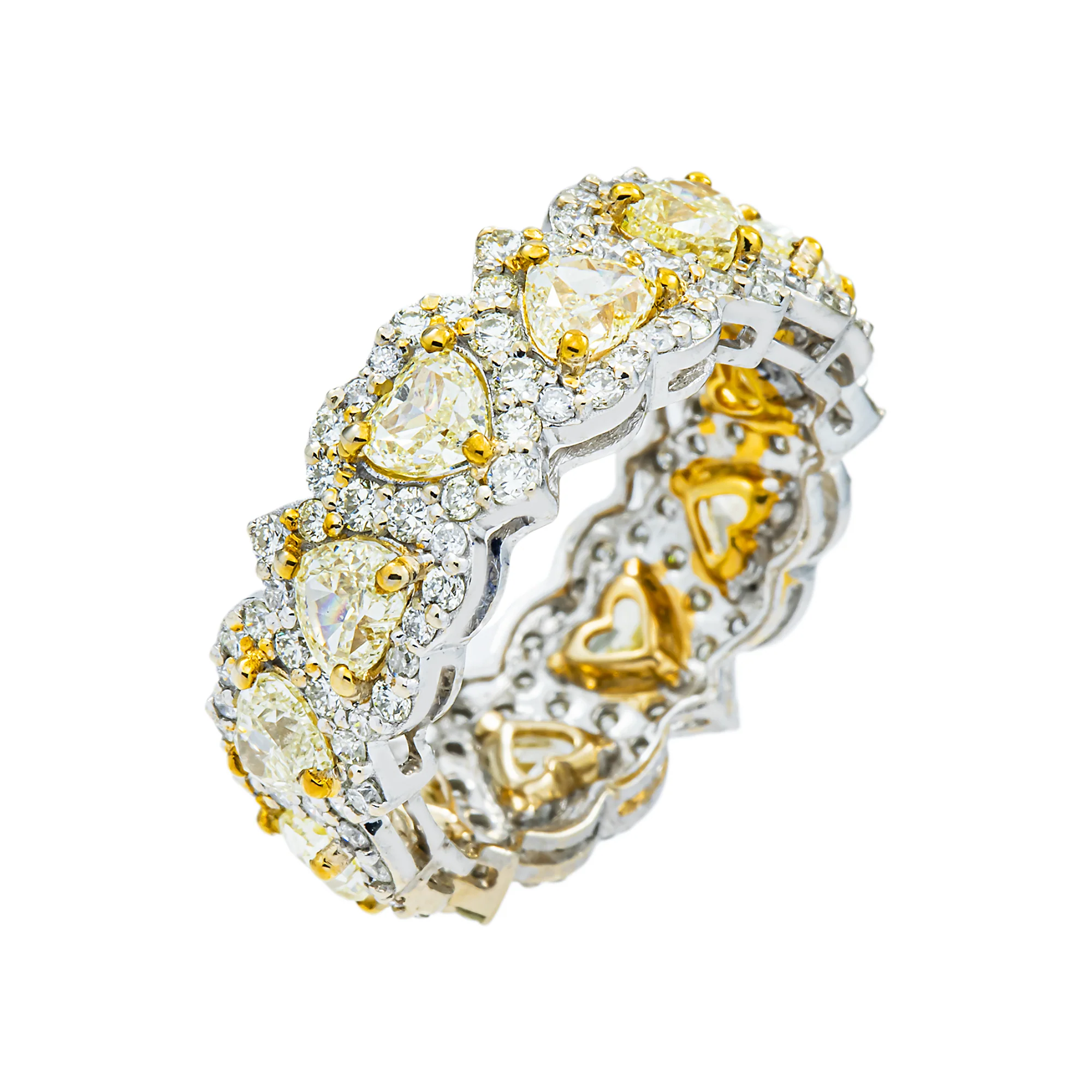 14K Light Yellow Heart Diamond Eternity Band 6.03ct (size 7) - Image 3