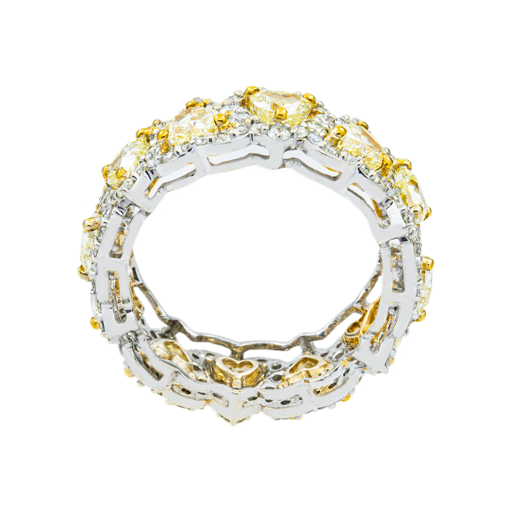 14K Light Yellow Heart Diamond Eternity Band 6.03ct (size 7) - Image 4