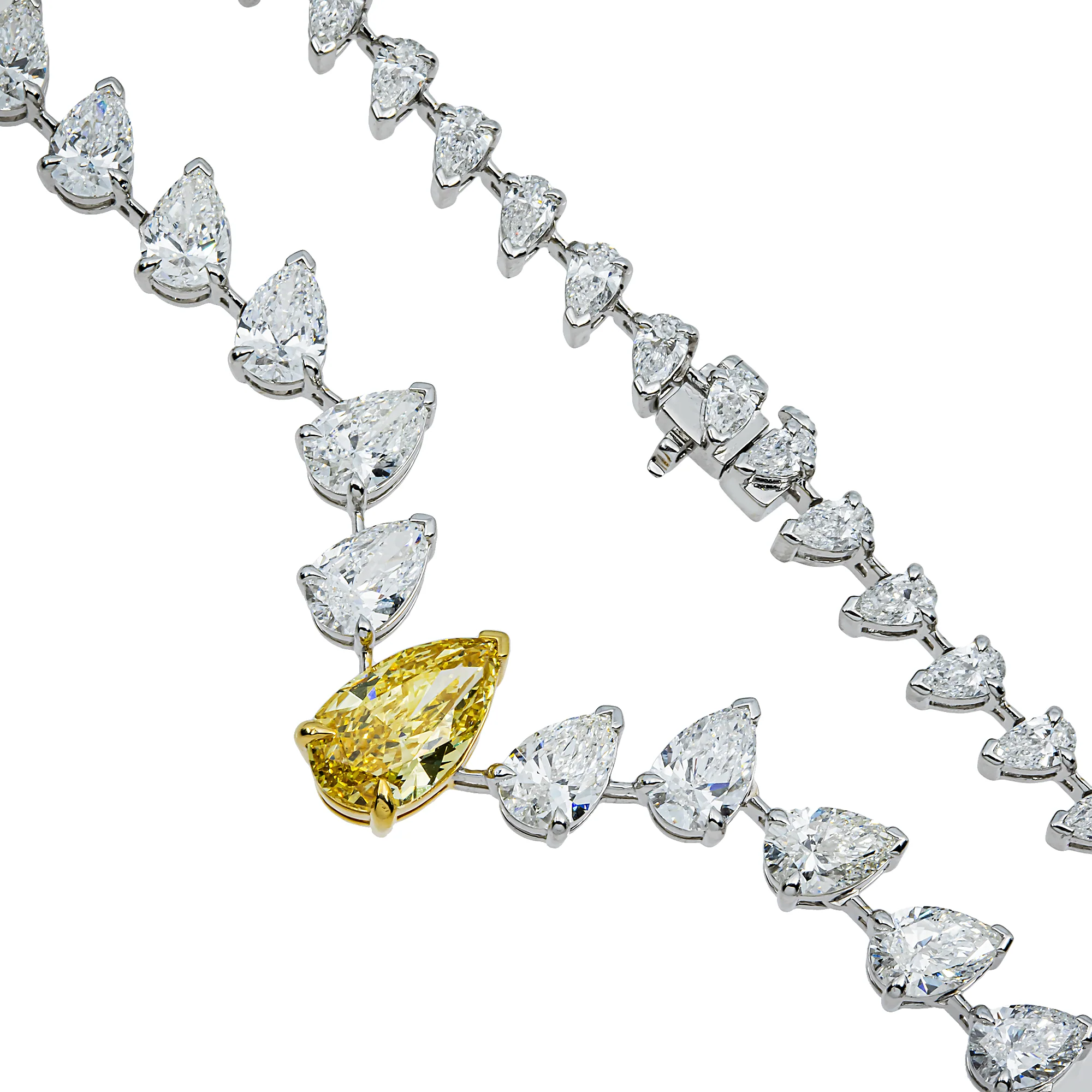 IGI 14K Fancy Vivid Yellow Pear Diamond Satellite Necklace 22.66ctw - Image 3