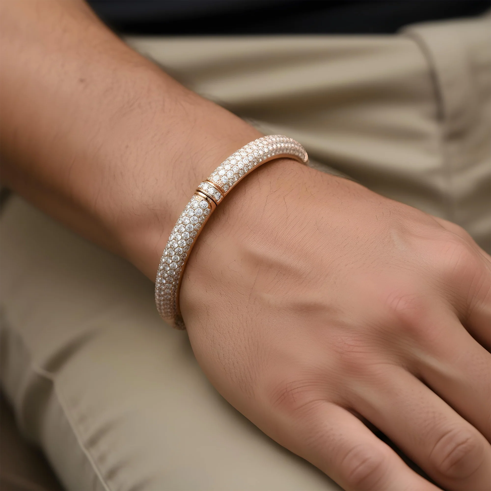 14K Gold Full Pave Diamond Bangles 8.0ct - Image 11