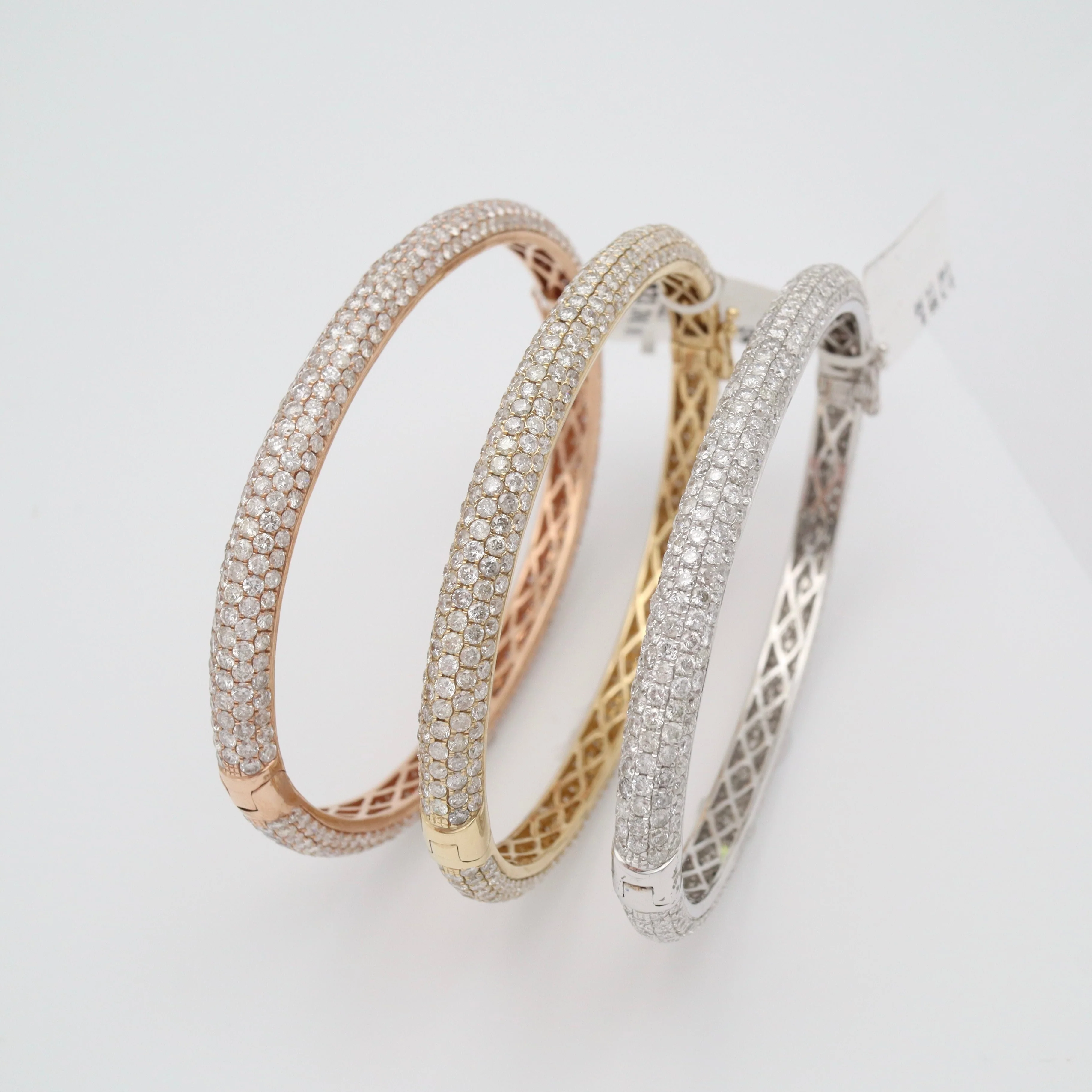 14K Gold Full Pave Diamond Bangles 8.0ct - Image 3