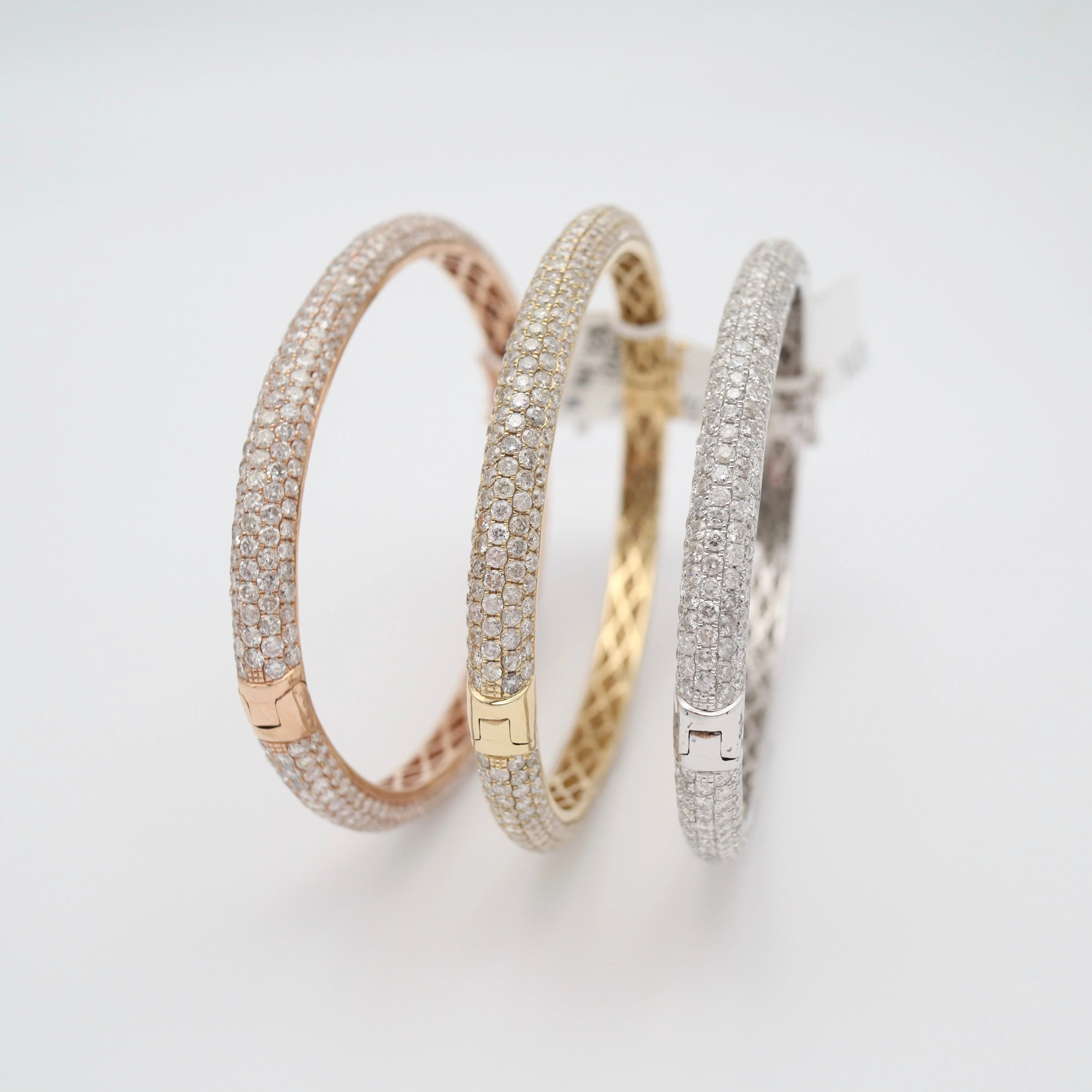 14K Gold Full Pave Diamond Bangles 8.0ct - Image 4