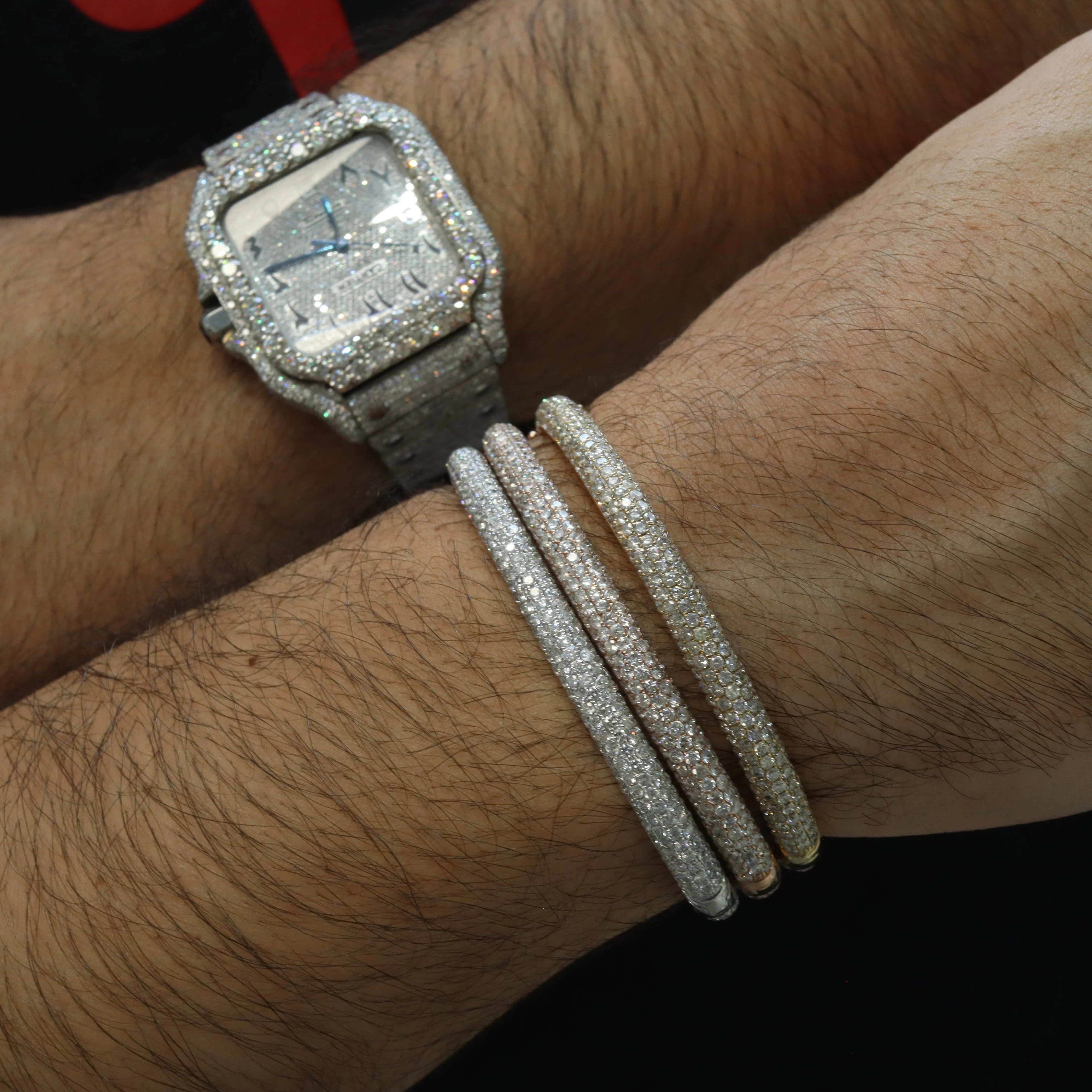 14K Gold Full Pave Diamond Bangles 8.0ct - Image 6