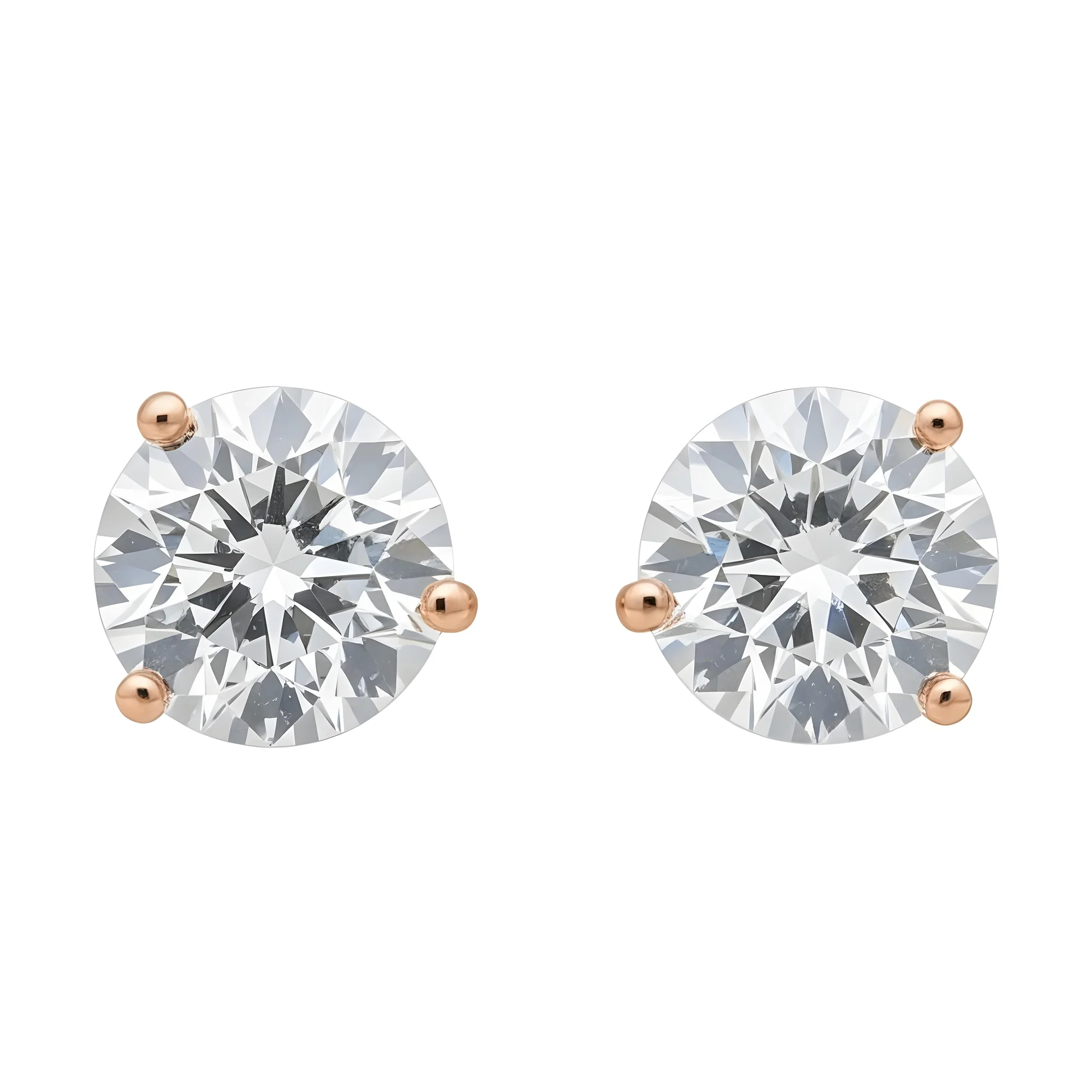 14K Gold Solitaire Round Diamond Stud Earrings 2.0ctw - (LOW STOCK) - Image 9