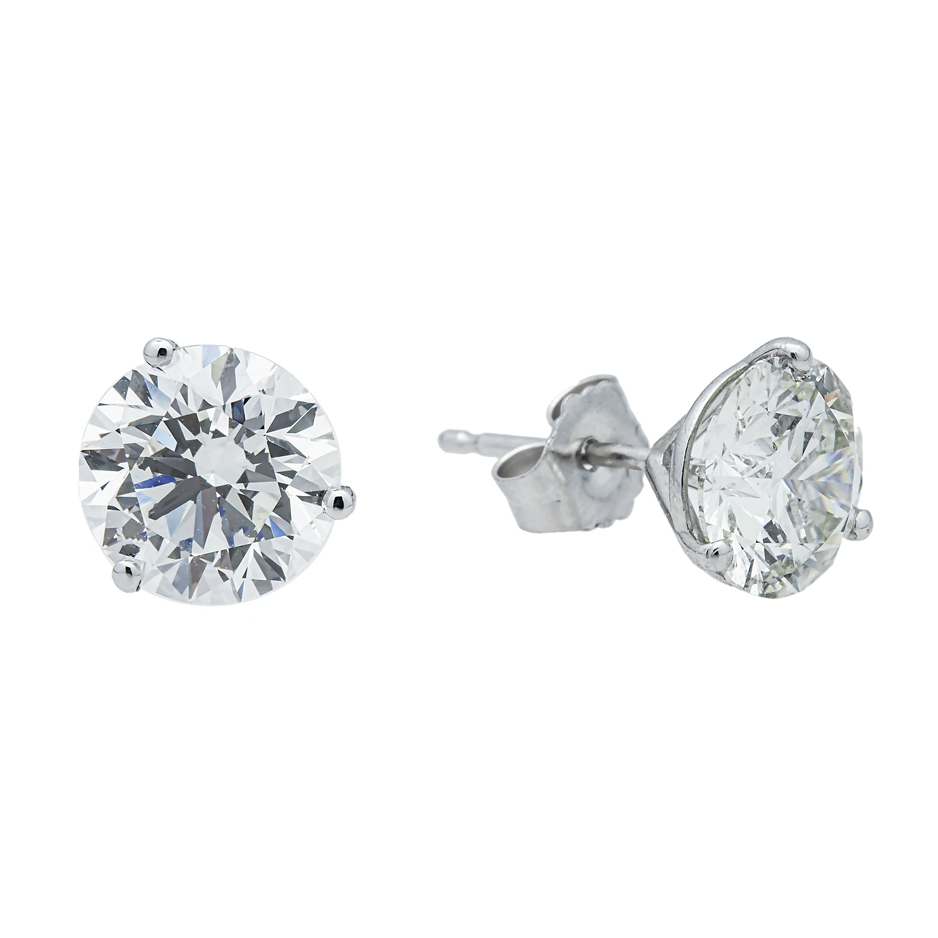 14K Gold Solitaire Round Diamond Stud Earrings 2.0ctw - (LOW STOCK) - Image 3