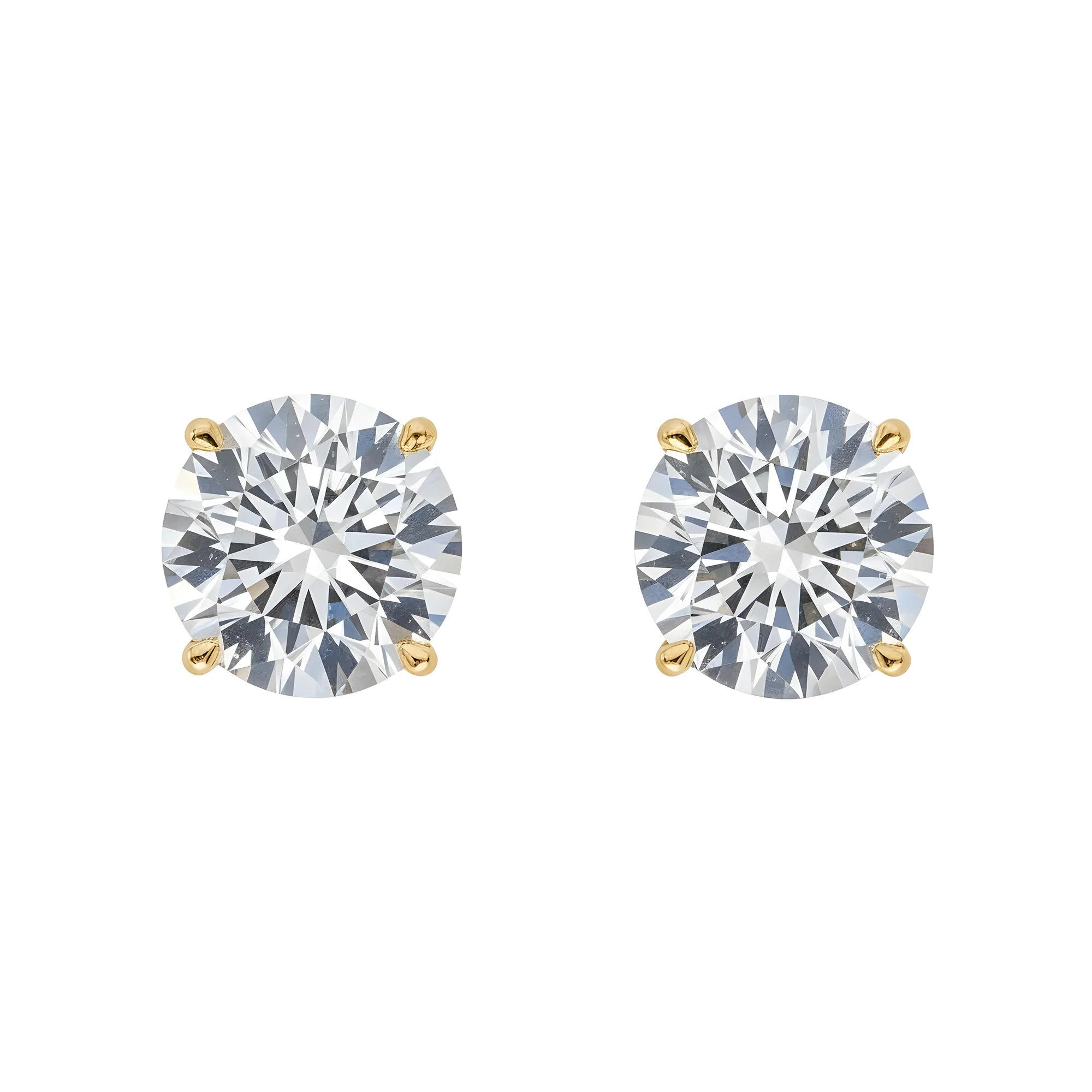 14K IGI Certified 4.10ct Each Solitaire Round Diamond Stud Earrings 8.20ctw - Image 6
