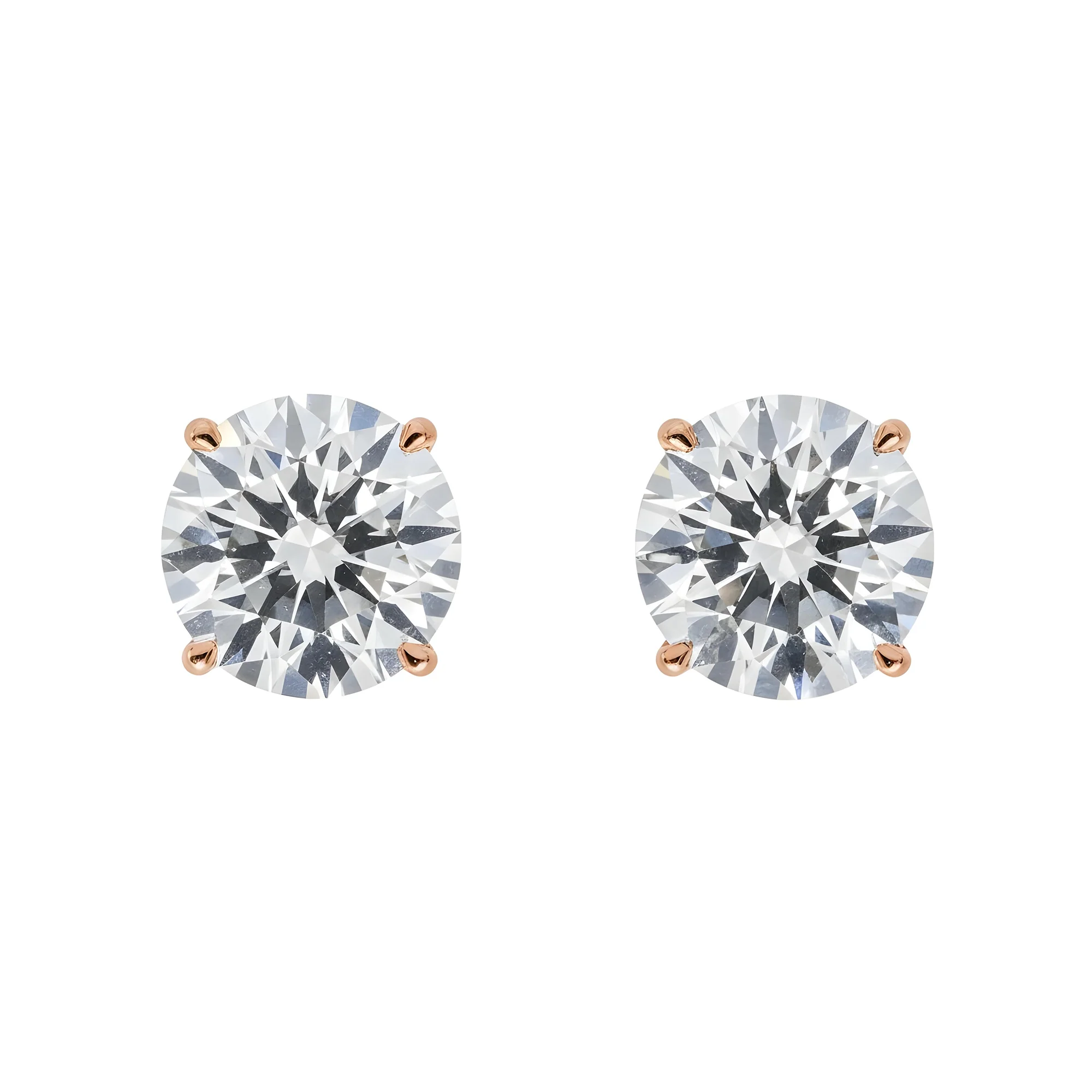 14K IGI Certified 4.10ct Each Solitaire Round Diamond Stud Earrings 8.20ctw - Image 8
