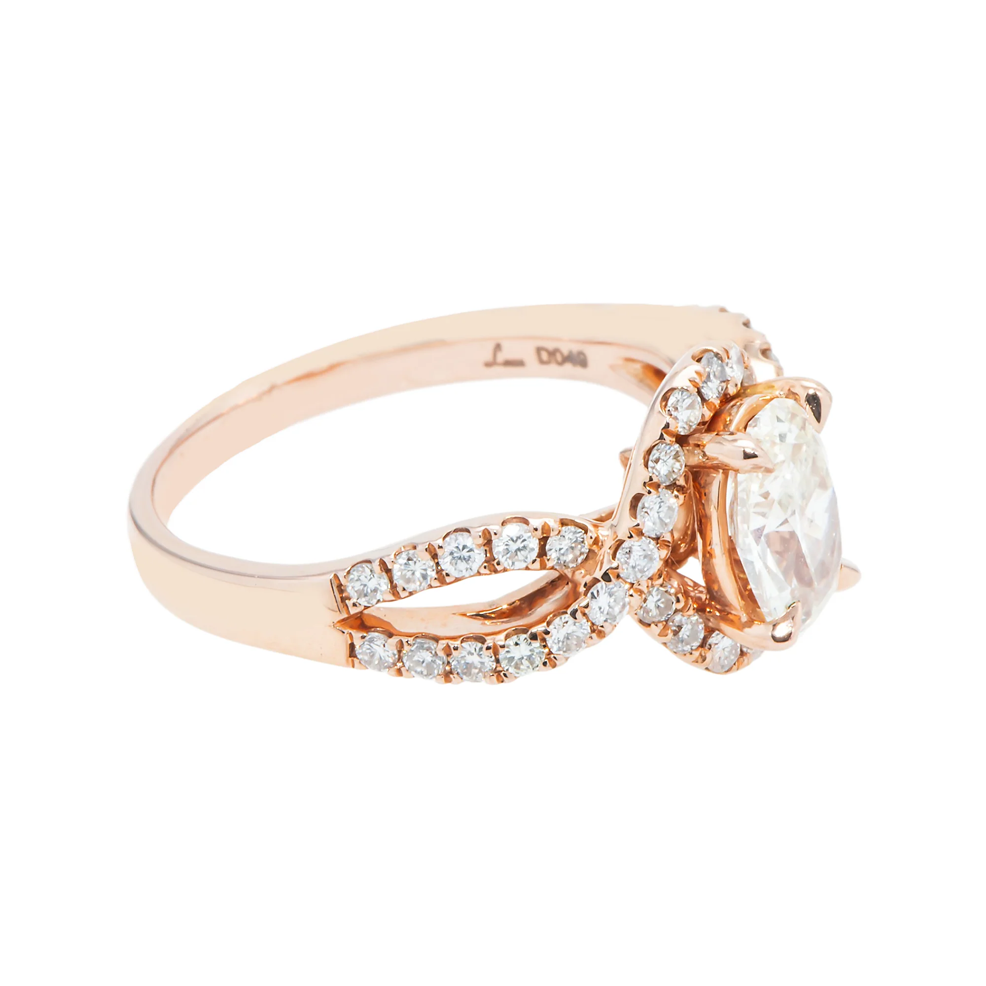 14K Rose Gold 1.02ct Oval Cut Diamond Engagement Ring 1.52ctw - Image 3