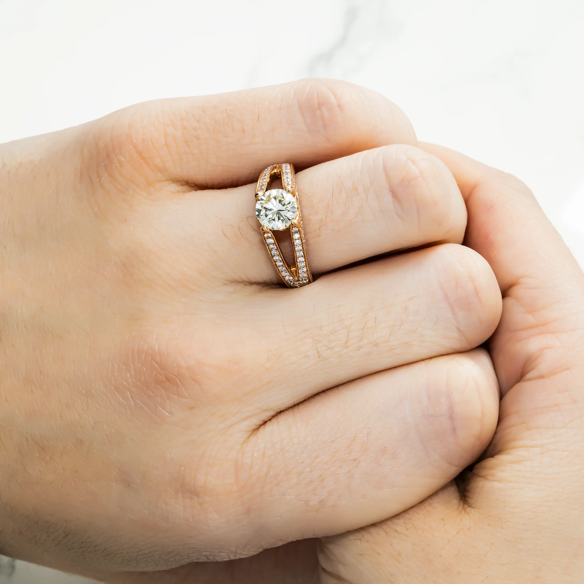 14K Rose Gold 1.09ct Round Diamond Engagement Ring 2.02ctw - Image 2