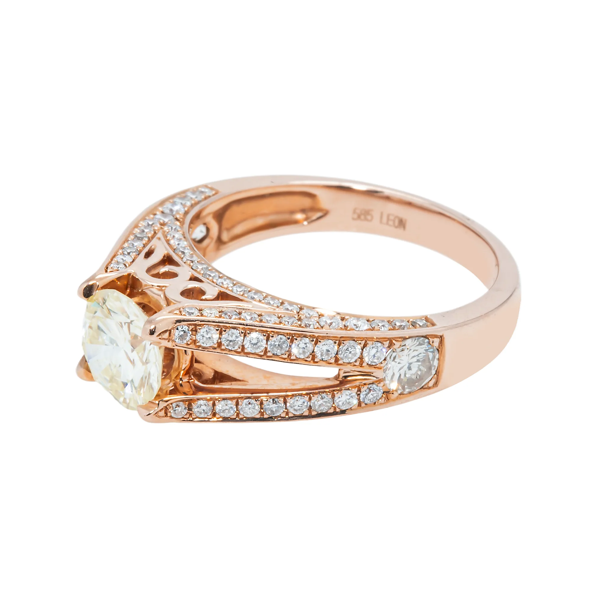 14K Rose Gold 1.09ct Round Diamond Engagement Ring 2.02ctw - Image 5