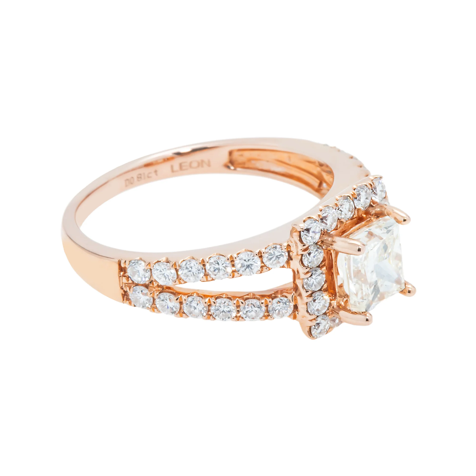 14K Rose Gold 1.0ct Princess Cut Diamond Engagement Ring 1.81ctw - Image 3