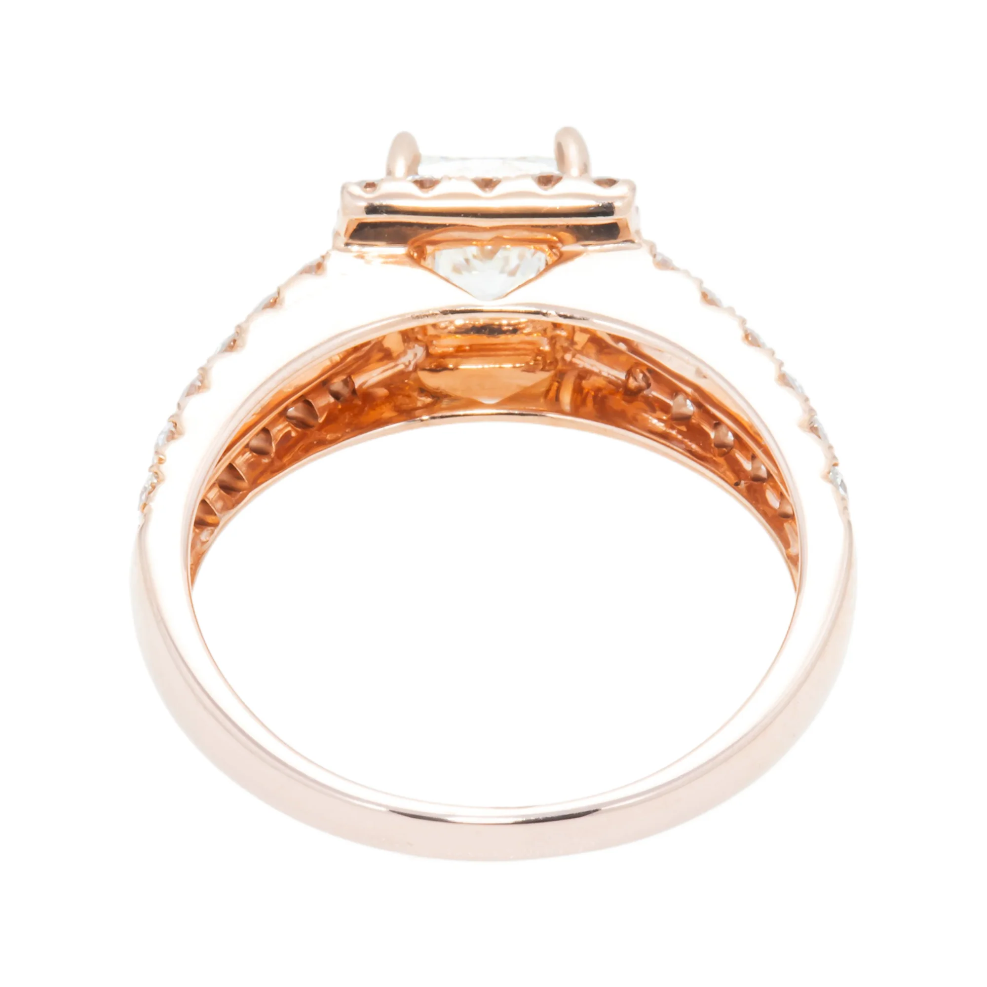 14K Rose Gold 1.0ct Princess Cut Diamond Engagement Ring 1.81ctw - Image 4
