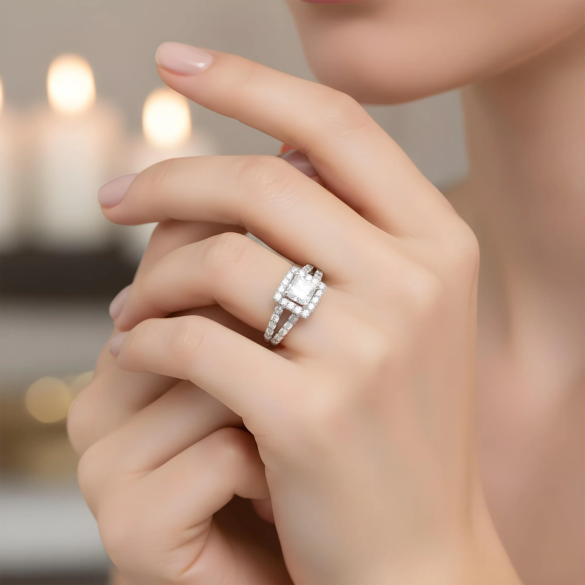 14K Rose Gold 1.0ct Princess Cut Diamond Engagement Ring 1.81ctw - Image 8