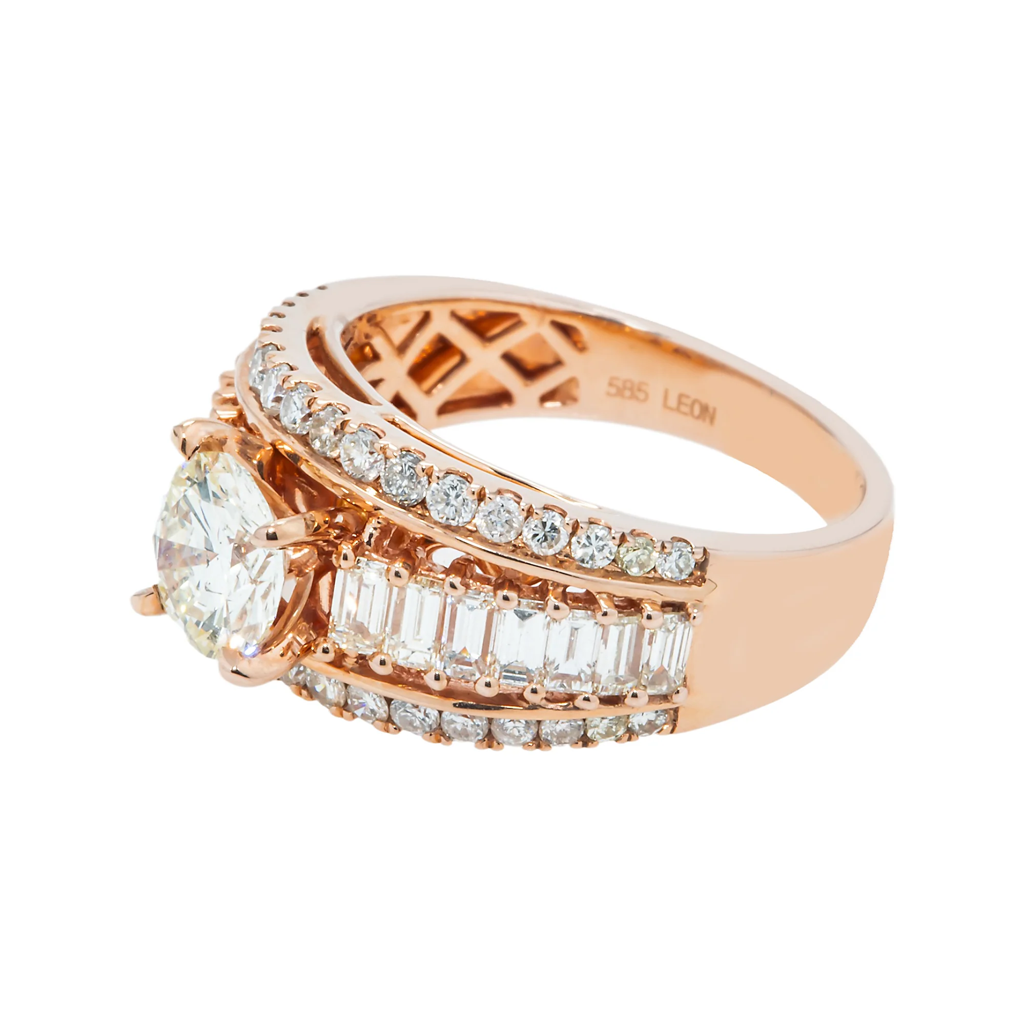 14K Rose Gold 1.0ct Round Diamond Engagement Ring 2.47ctw - Image 3