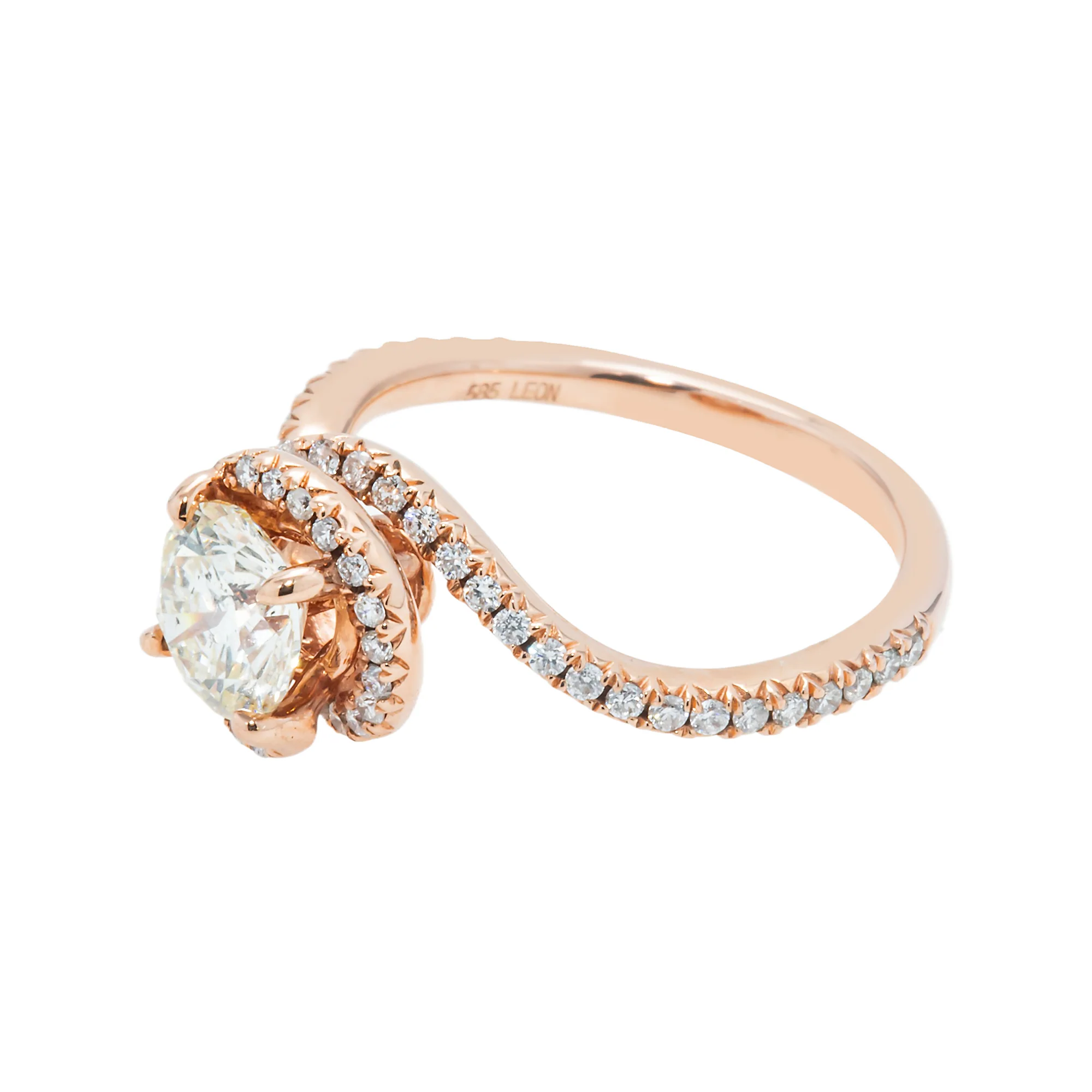 14K Rose Gold 1.10ct Round Diamond Engagement Ring 1.47ctw - Image 5