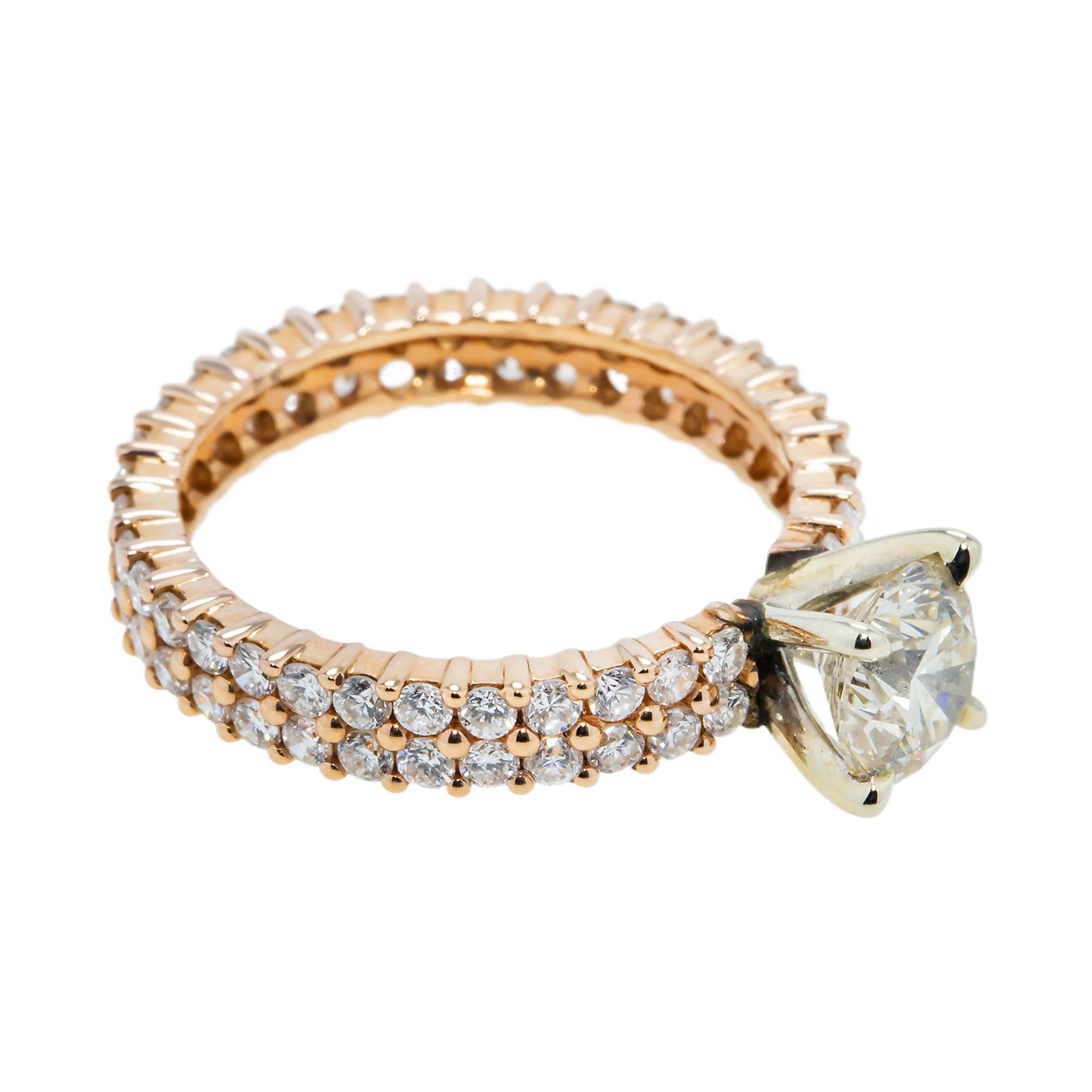 14K Rose Gold 1.17ct Round Diamond Engagement Ring 2.57ctw - Image 3