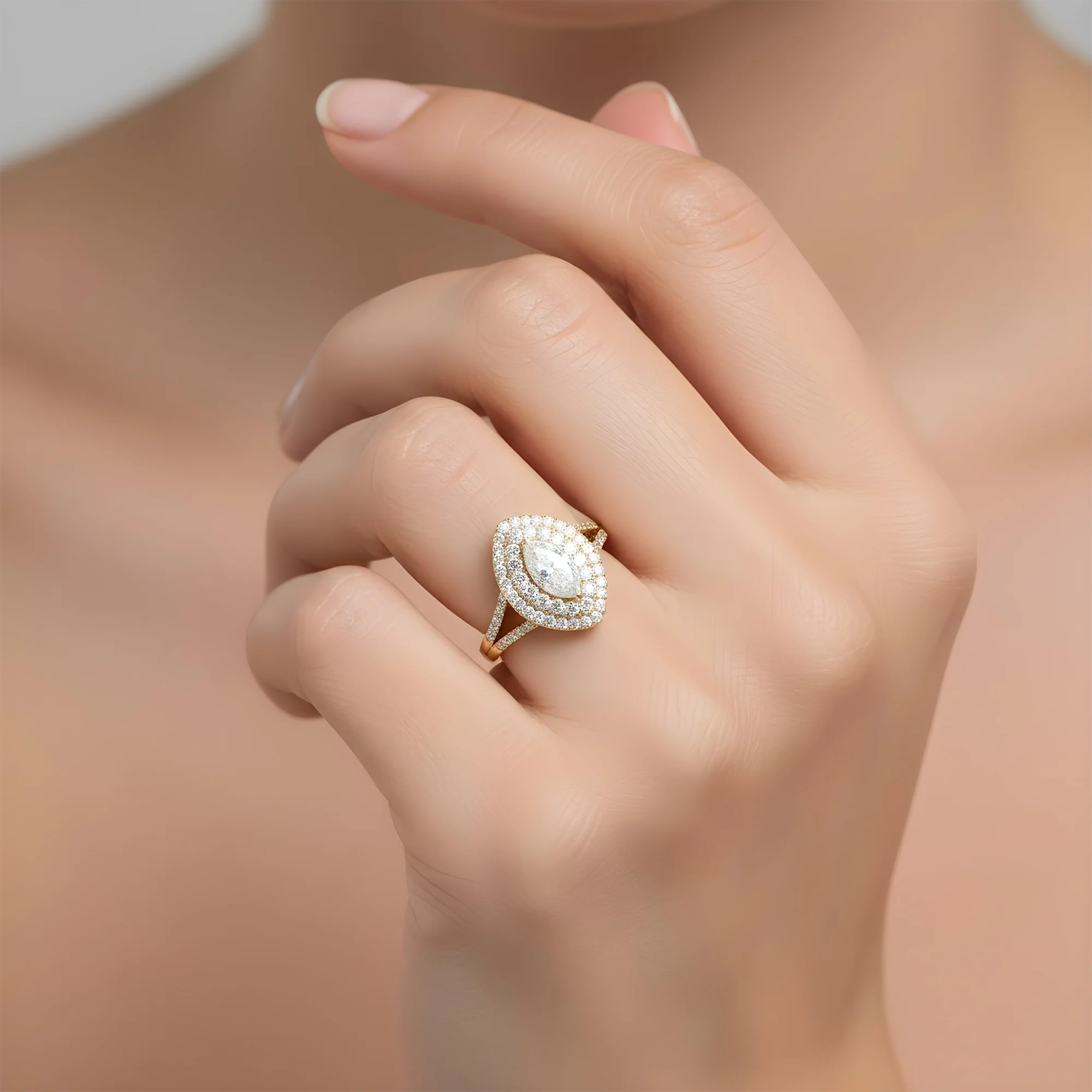 14K Rose Gold 1.52ct Marquise Cut Diamond Engagement Ring 2.75ctw - Image 10