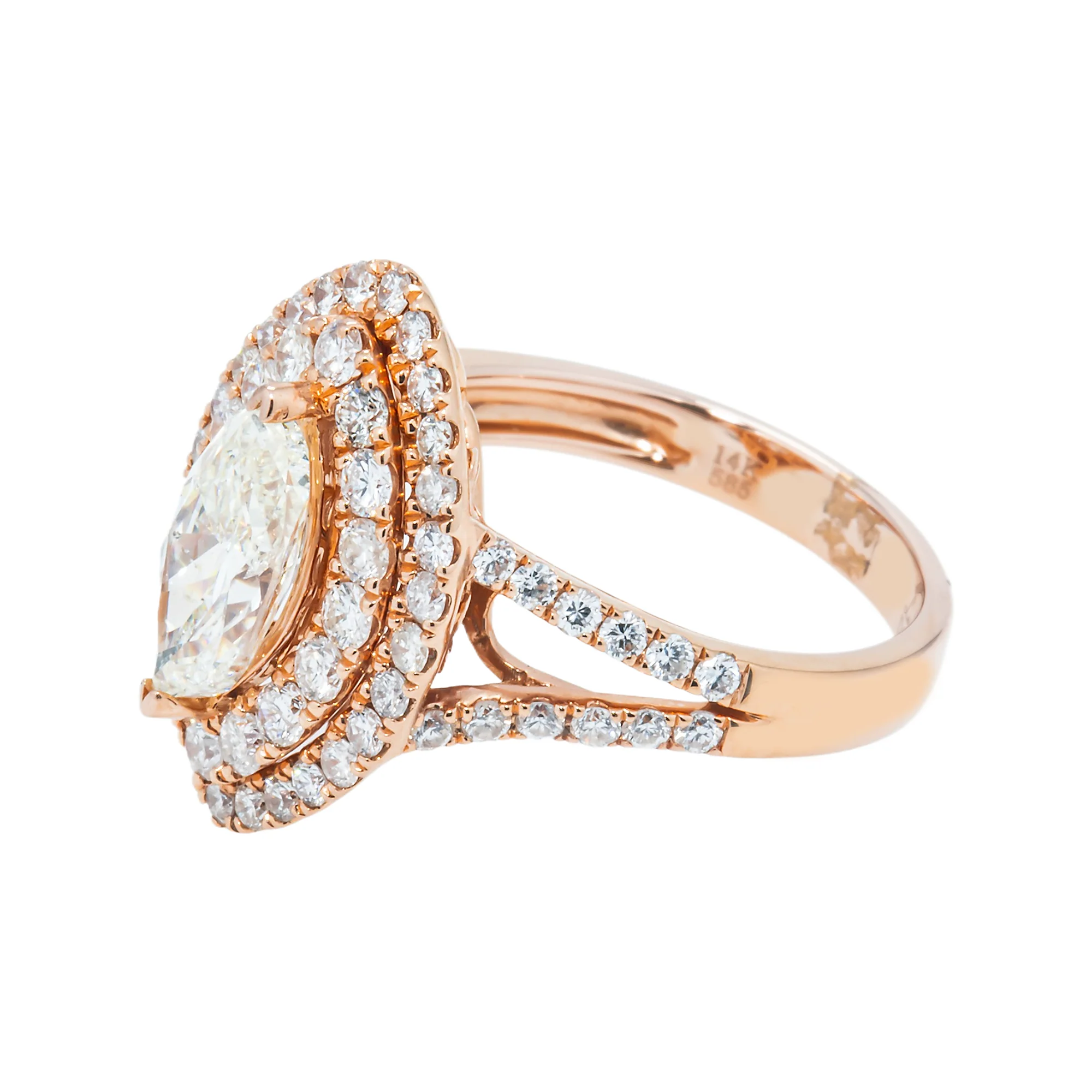 14K Rose Gold 1.52ct Marquise Cut Diamond Engagement Ring 2.75ctw - Image 5