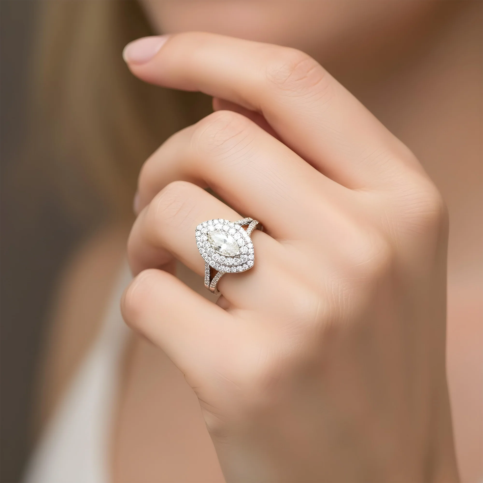 14K Rose Gold 1.52ct Marquise Cut Diamond Engagement Ring 2.75ctw - Image 7